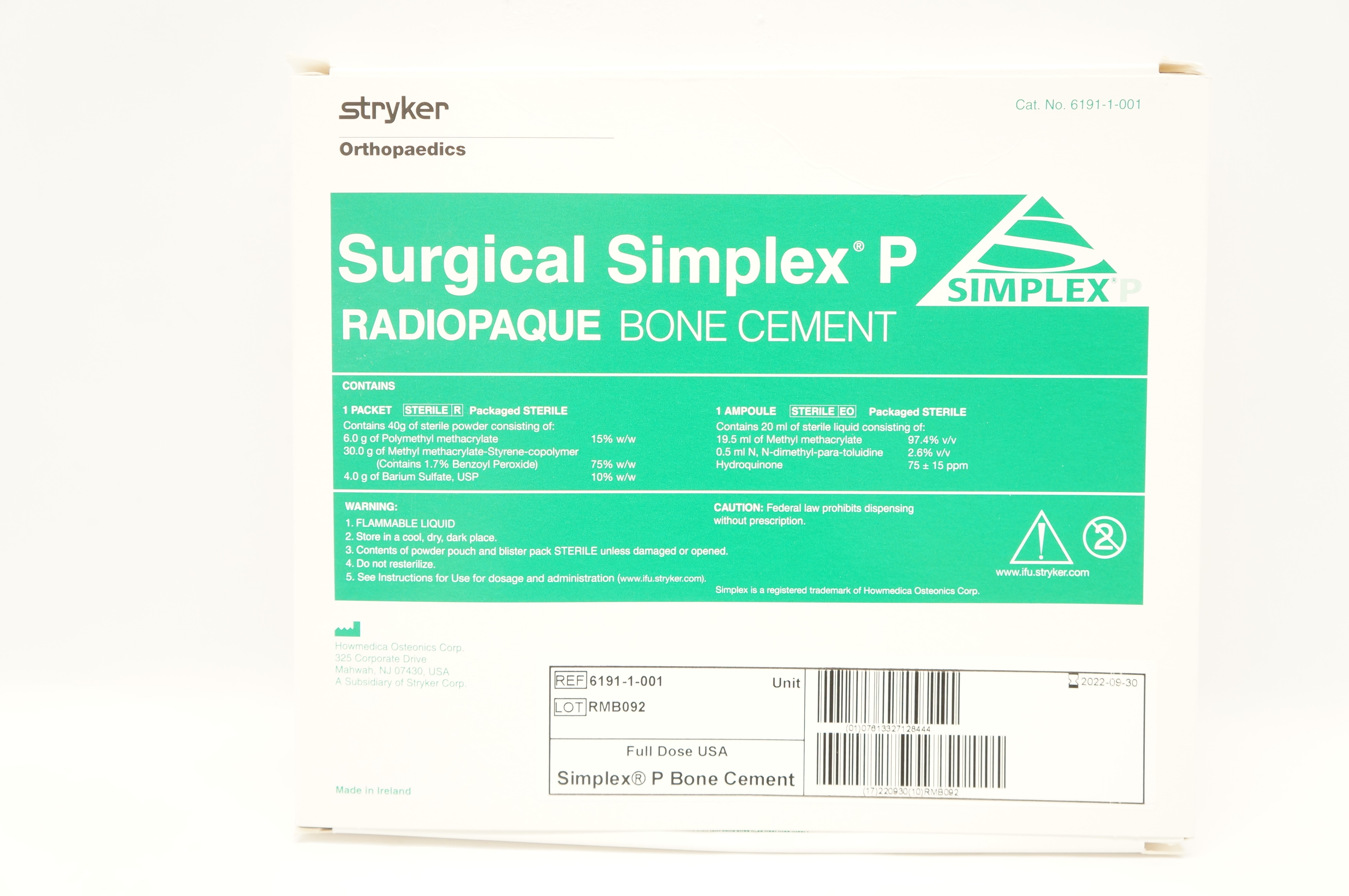 Stryker 6191-1-001 Surgical Simplex P Radiopaque Bone Cement
