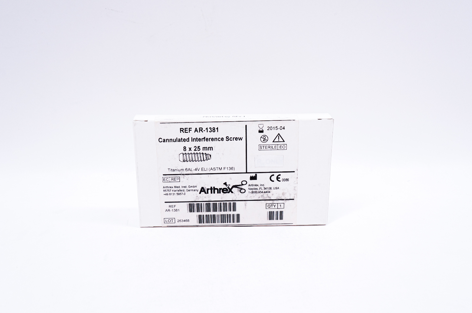 Arthrex AR-1381 Cannulated Interference Screw 8 x 25mm (x)