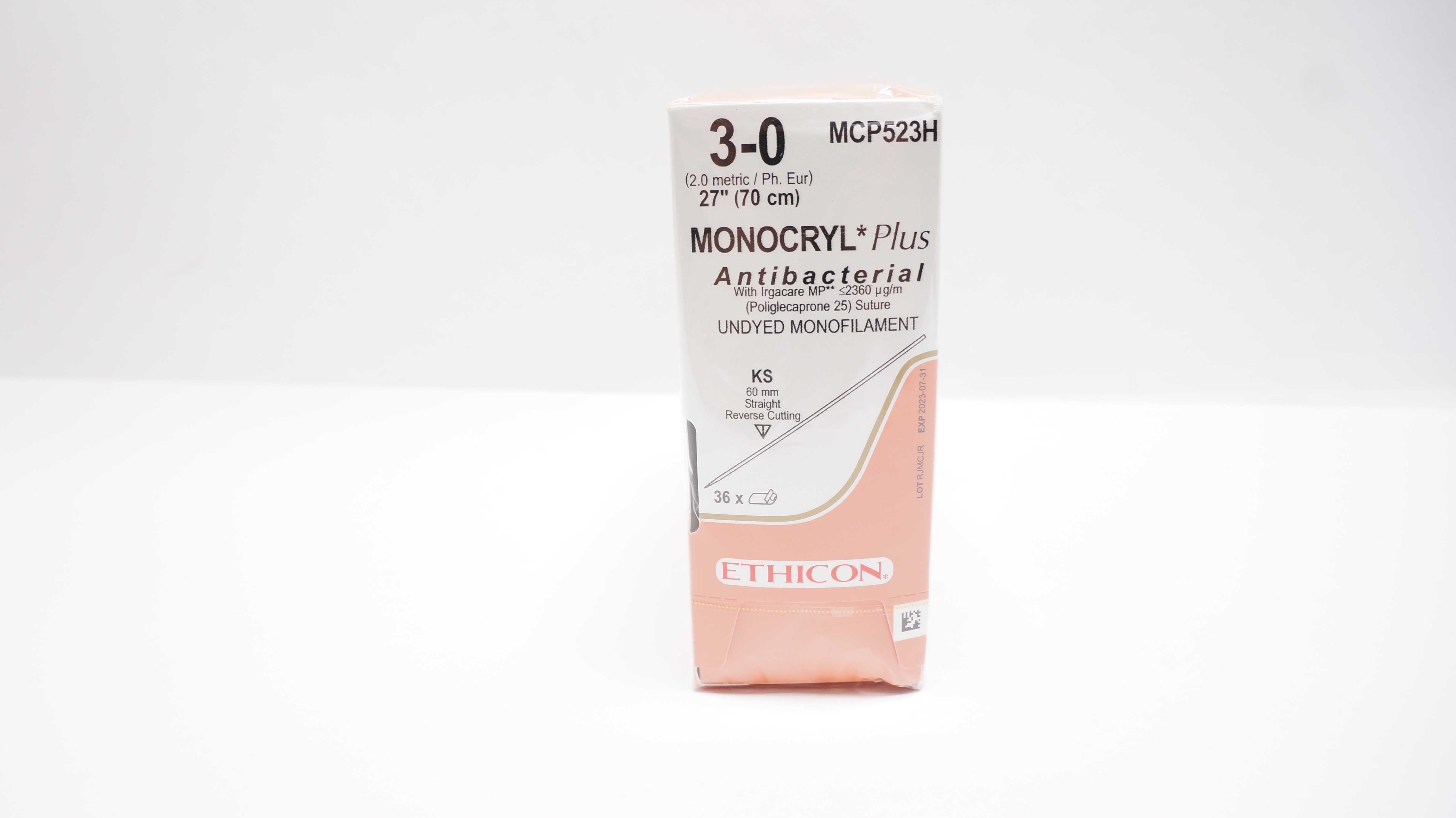 Ethicon MCP523H 3-0 Monocryl Stre KS 60mm Reverse Cutting 27inch (x) - Box of 36