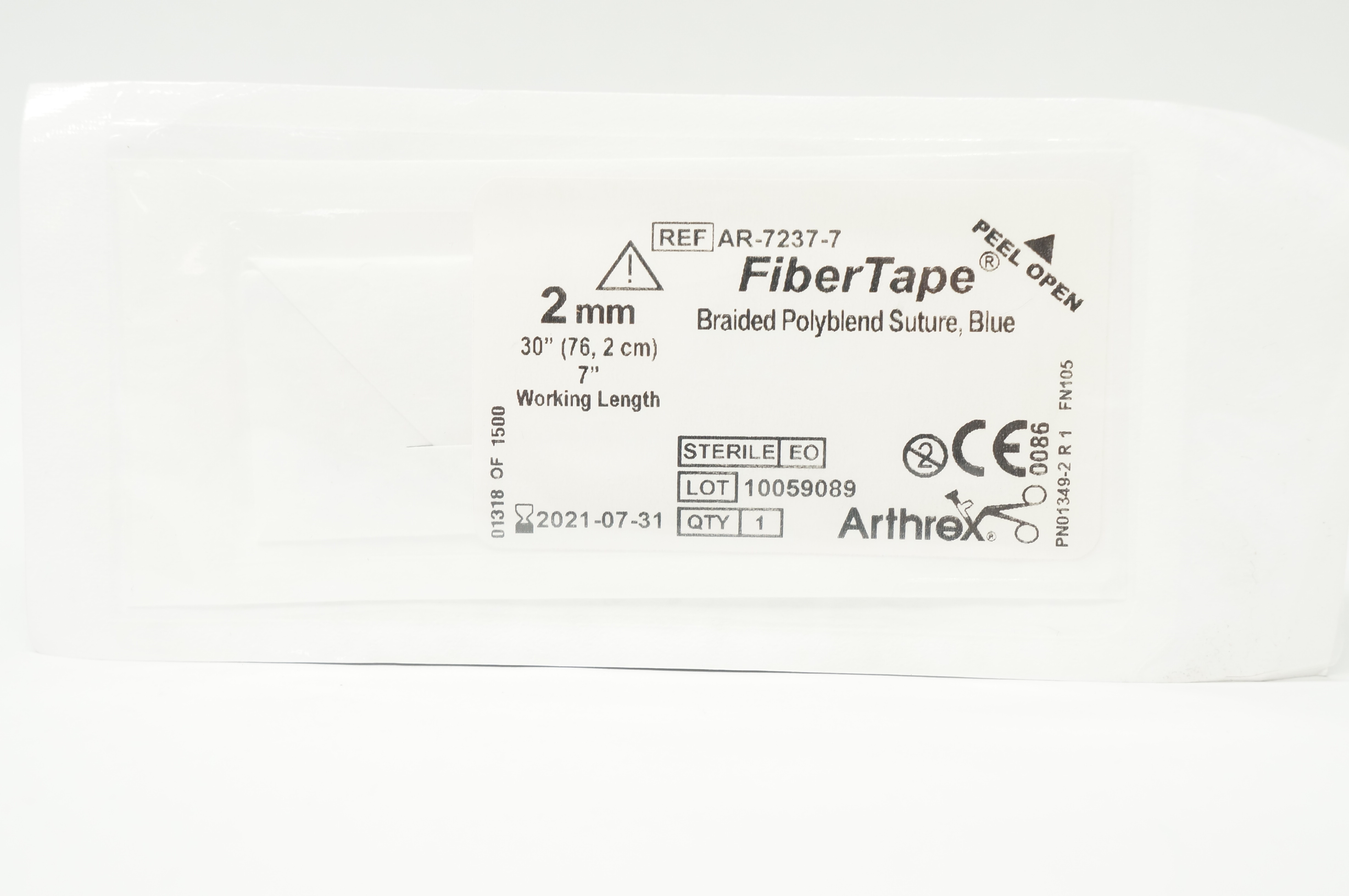 Arthrex AR-7237-7 FiberTape Braided Polyblend Stre Blue 2mm x 30inch x 7inch