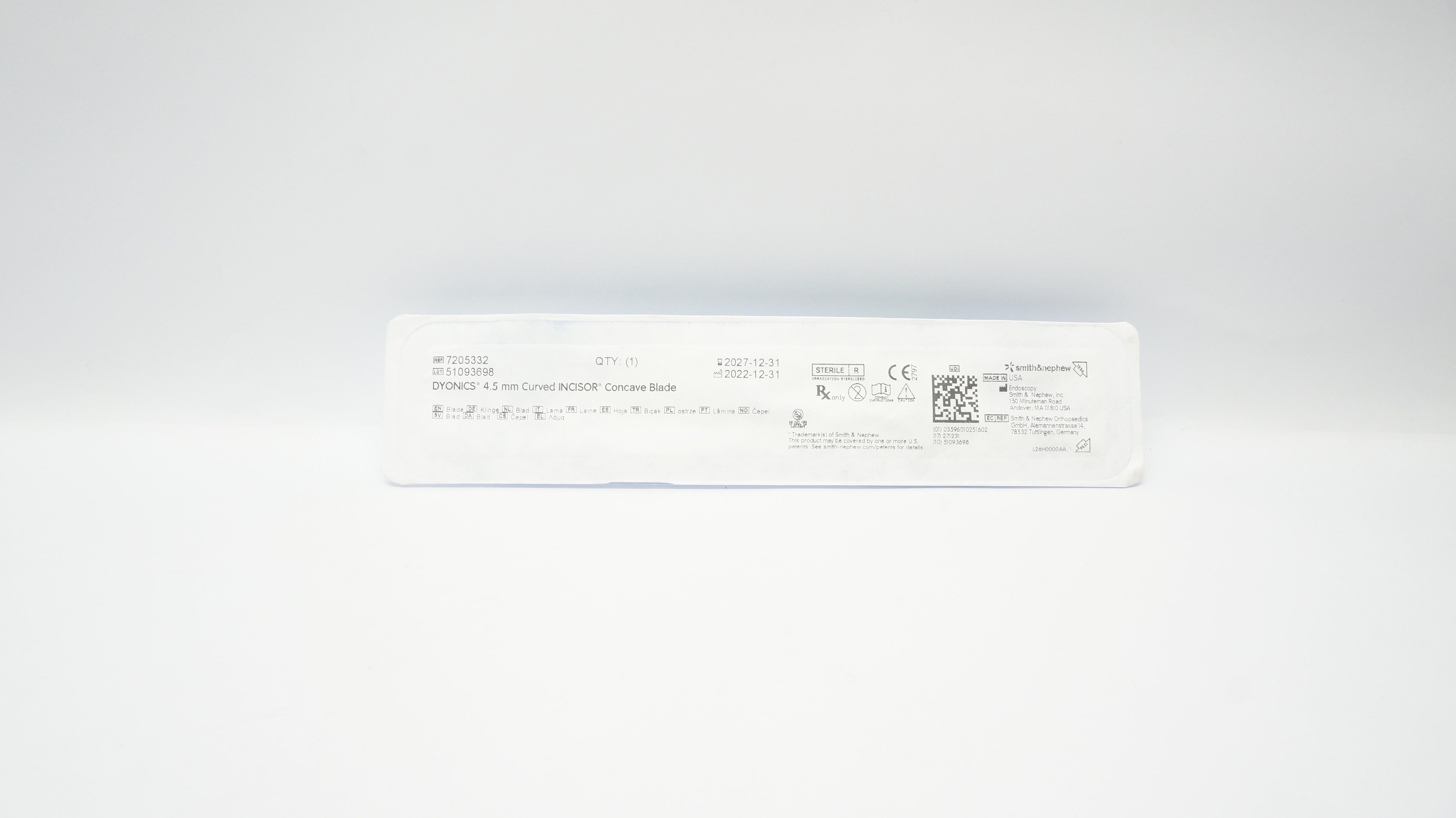Smith&Nephew 7205332 Dyonics 4.5mm Curved INCISOR Concave Blade