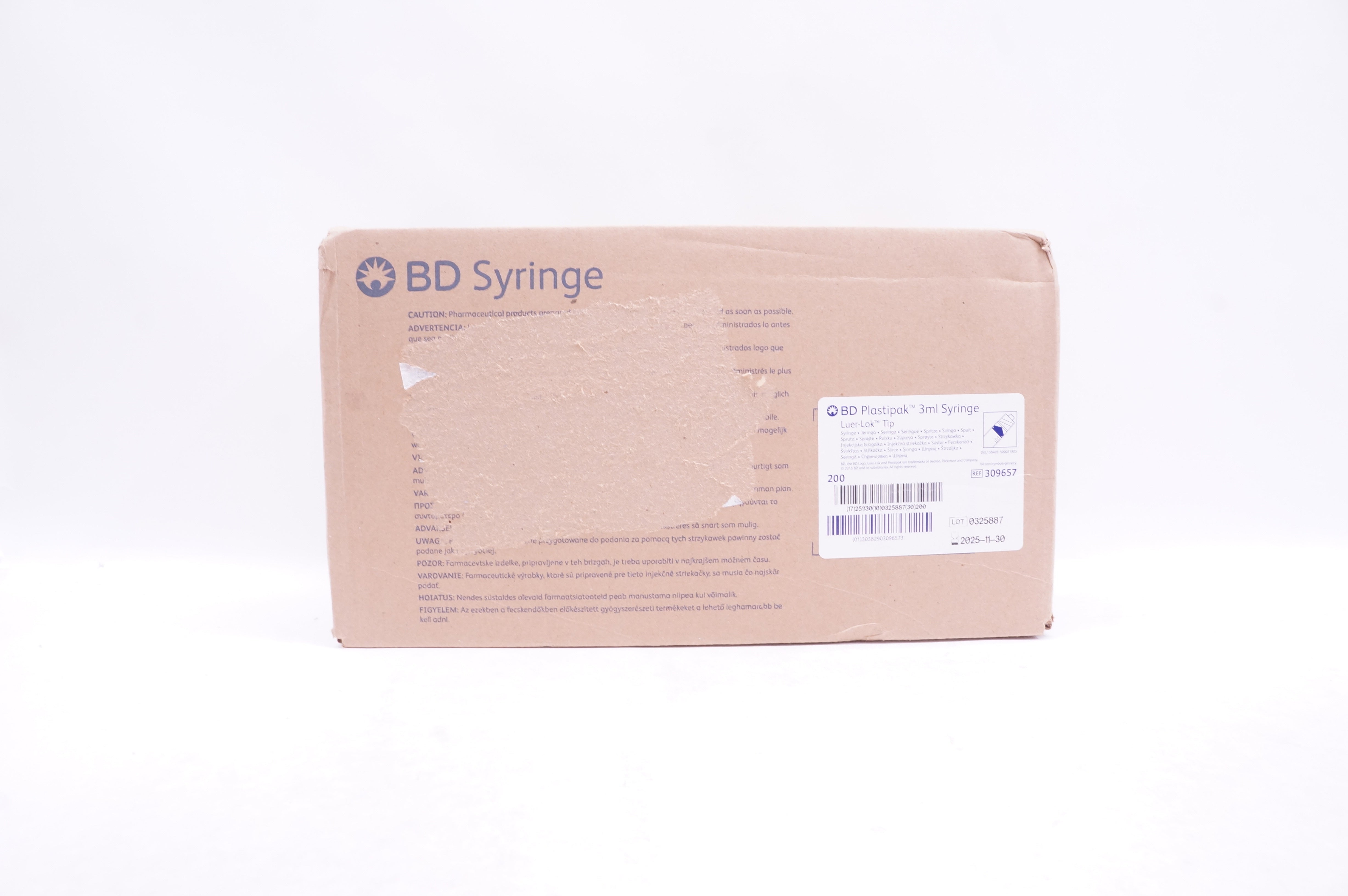 BD 309657 3ml Syringe Luer-Lok Tip - Box of 200