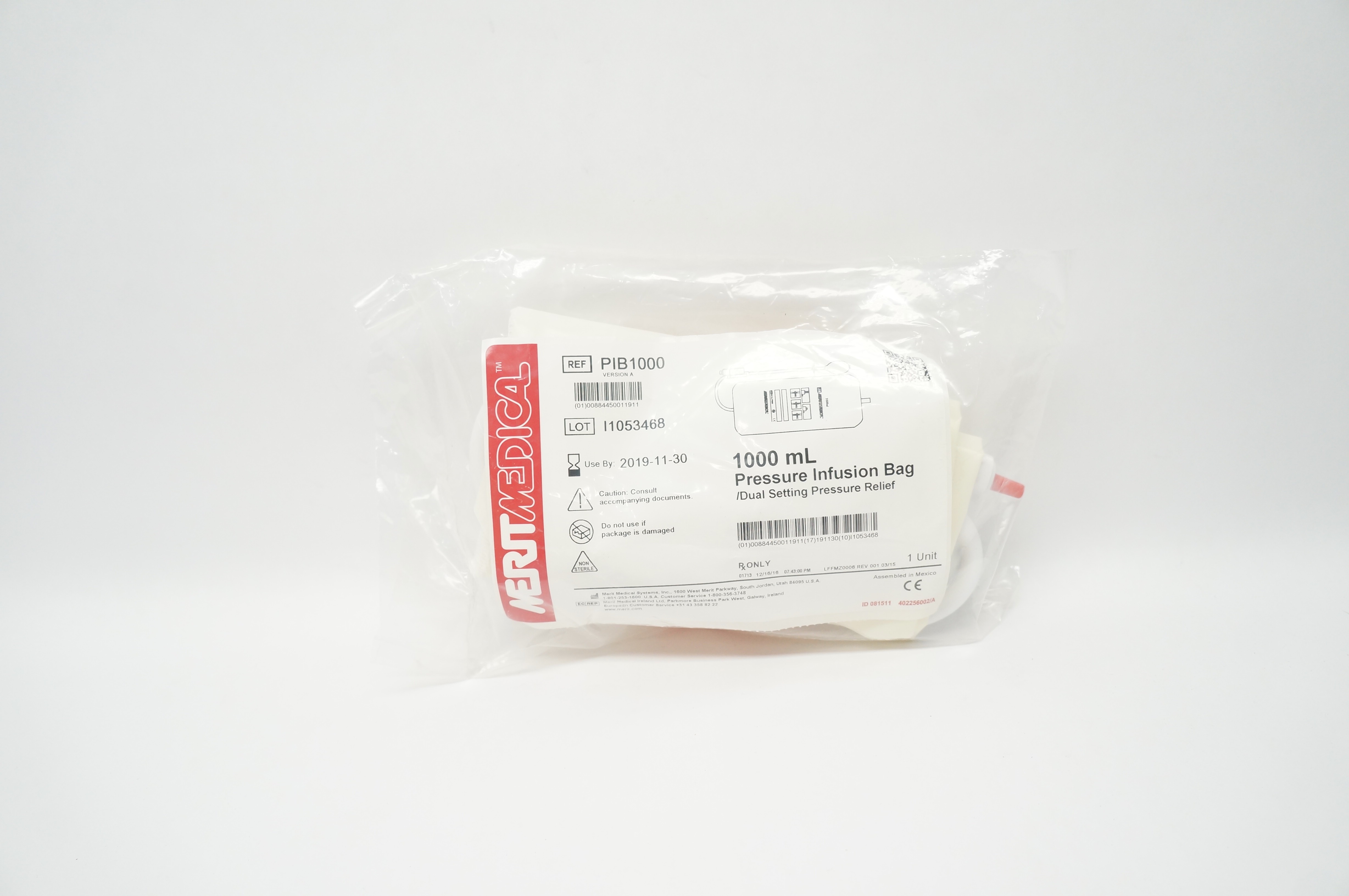 Merit Medical PIB1000 1000mL Pressure Infusion Bag Dual Setting