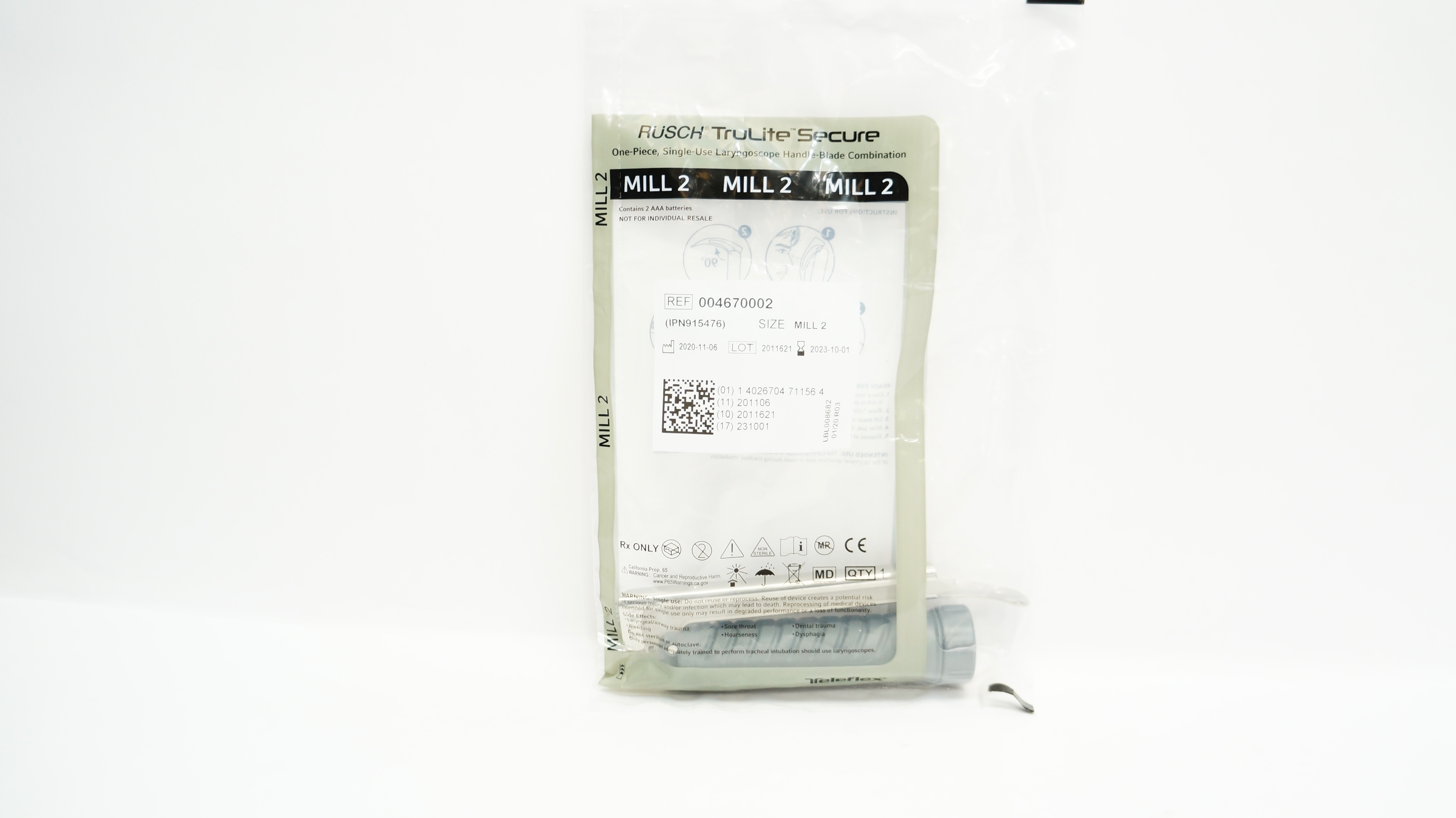 Teleflex 004670002 Rusch TruLite Laryngoscope Handle-Blade Combination MILL2 (x)