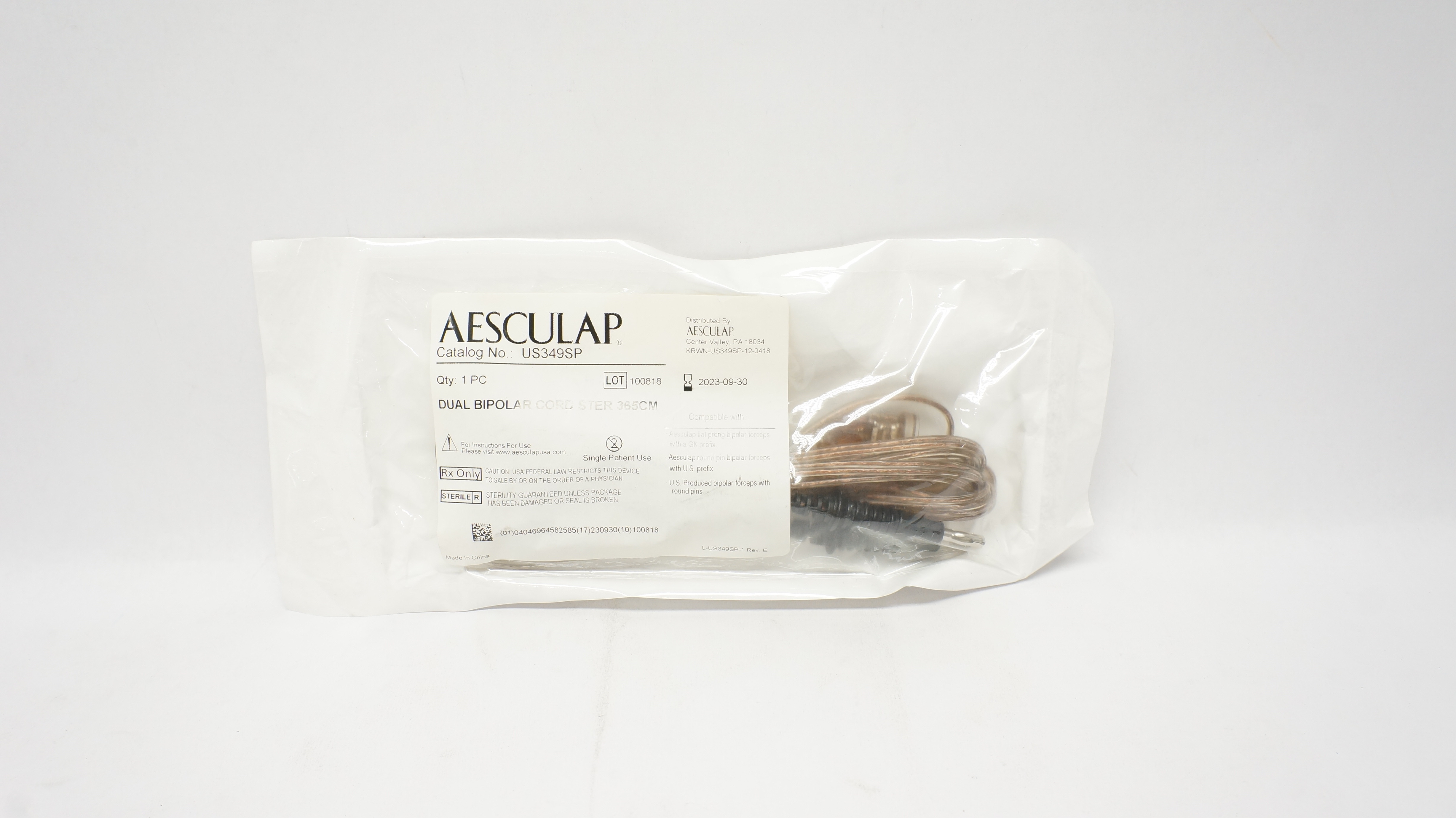 Aesculap US349SP Dual Bipolar Cord Ster 365cm