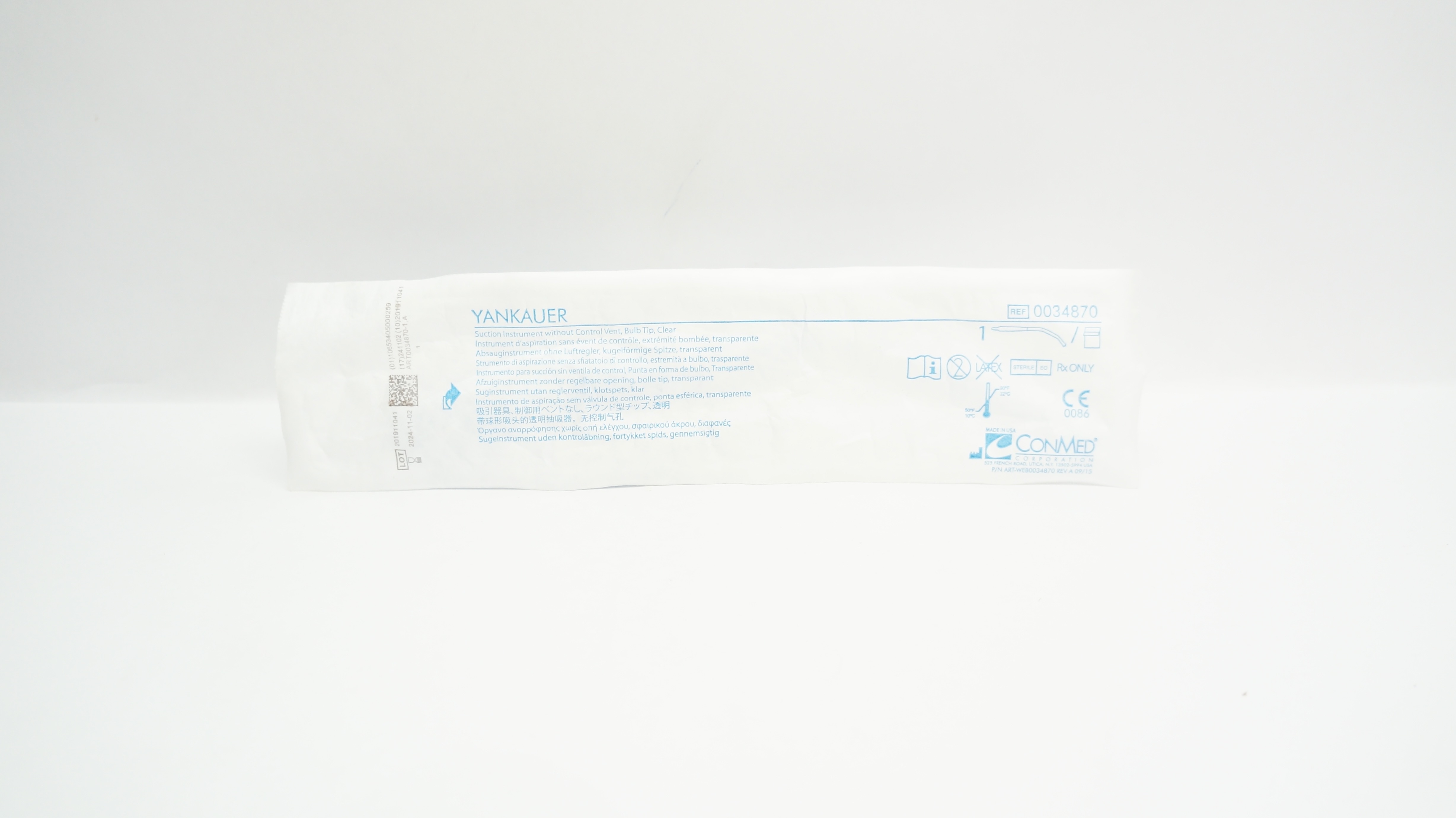 ConMed 0034870 YANKAUER Suction Instrument without Control Vent