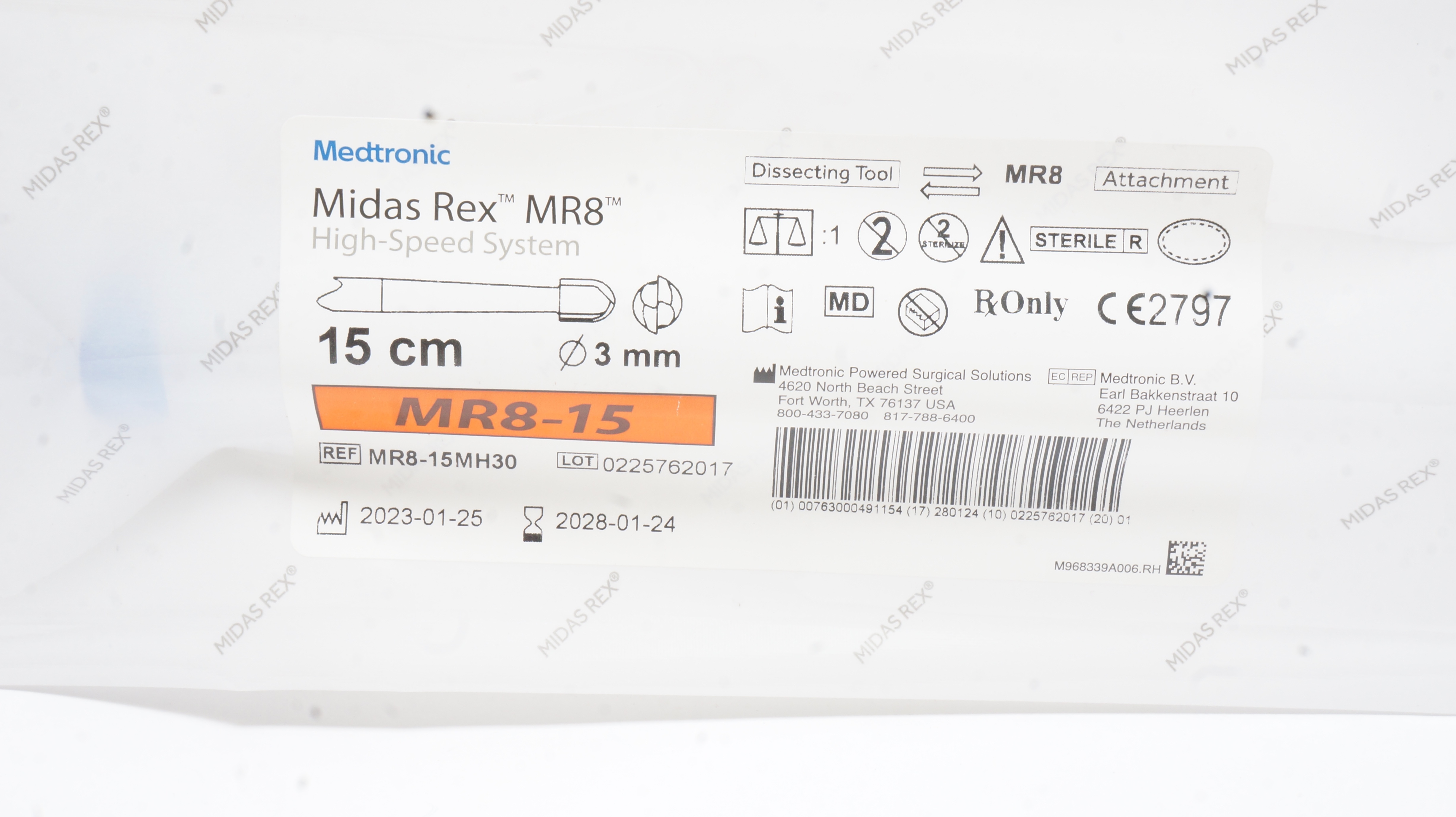 Medtronic MR8-15MH30 Midas Rex Legend, Dissecting Tool 15cm, 3mm Medtronic MR8-15MH30 Midas Rex Legend, Dissecting Tool 15cm, 3mm