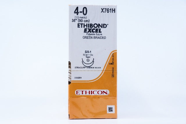 Ethicon X761H 4-0 ETHIBOND EXCEL, SH-1, 22mm 1/2c, 36inch ~ Pack of 36