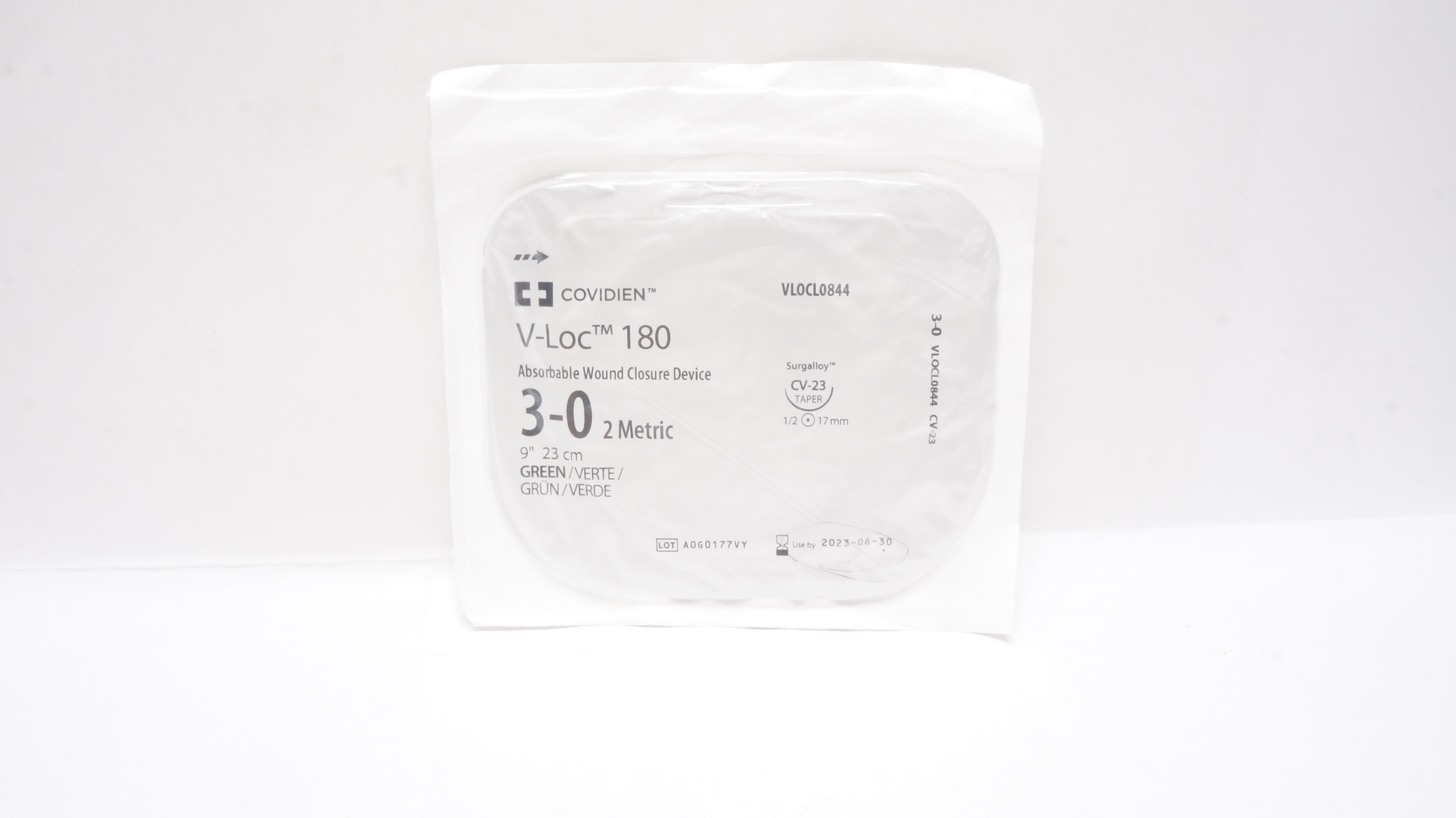 Covidien VLOCL0844 3-0 Wound Closure Device, CV-23, 17mm 1/2c Taper, 9inch