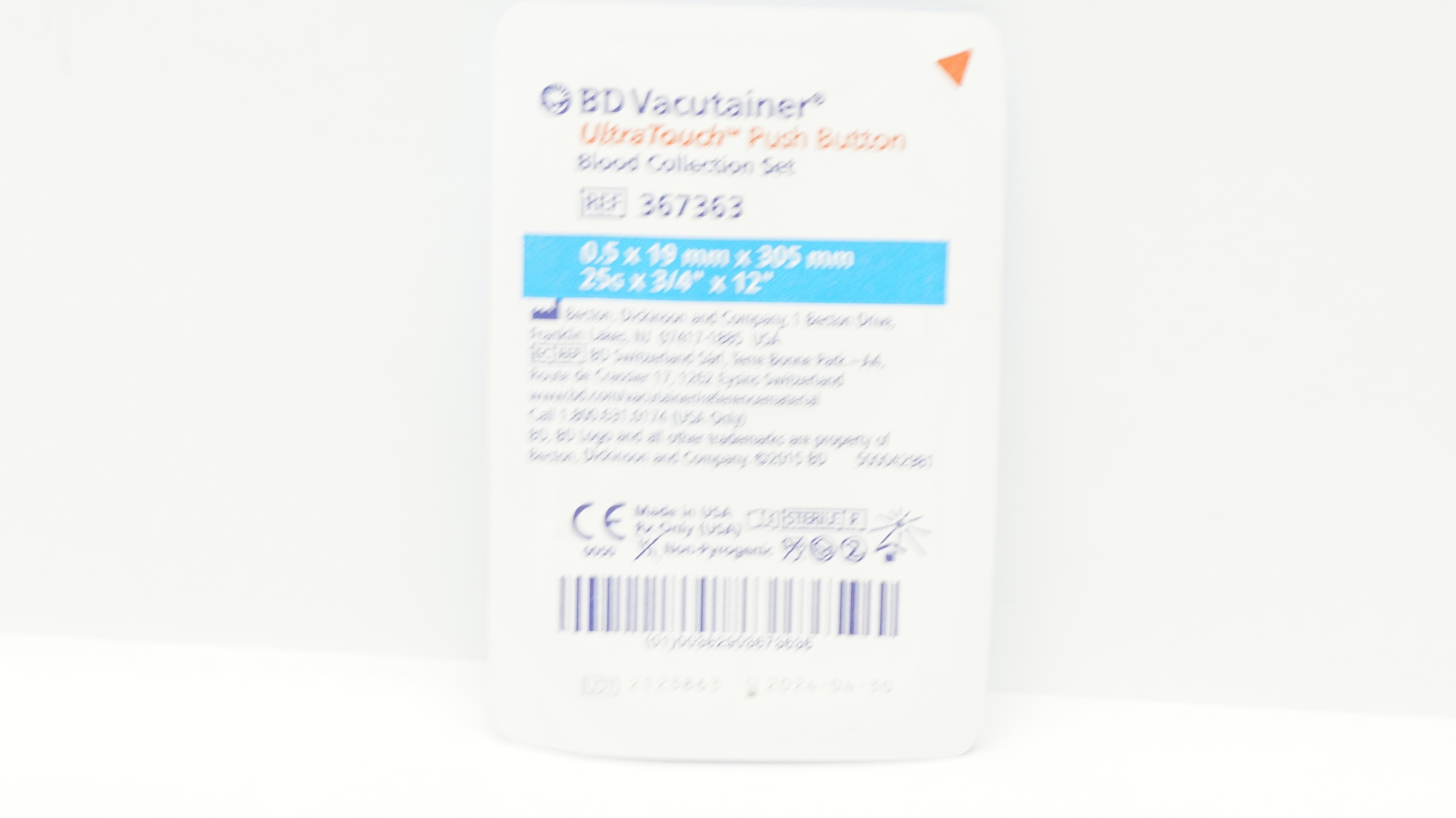 BD Vacutainer 367363 UltraTouch Blood Collection Set 25G x 3/4inch x 12inch (x)