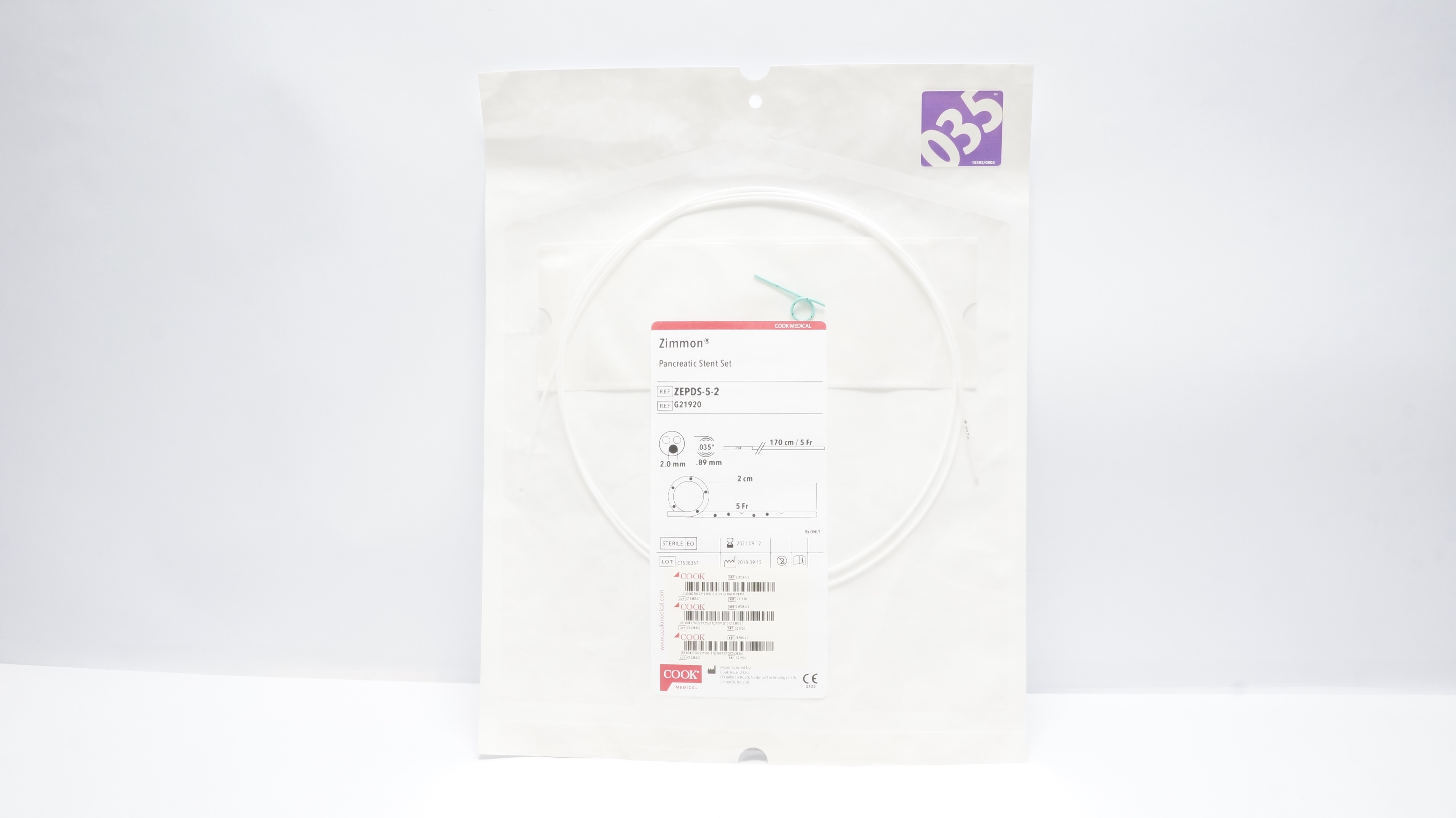 Cook Medical G21920 Zimmon Pancreatic Stent Set, 170cm/5Fr (x)