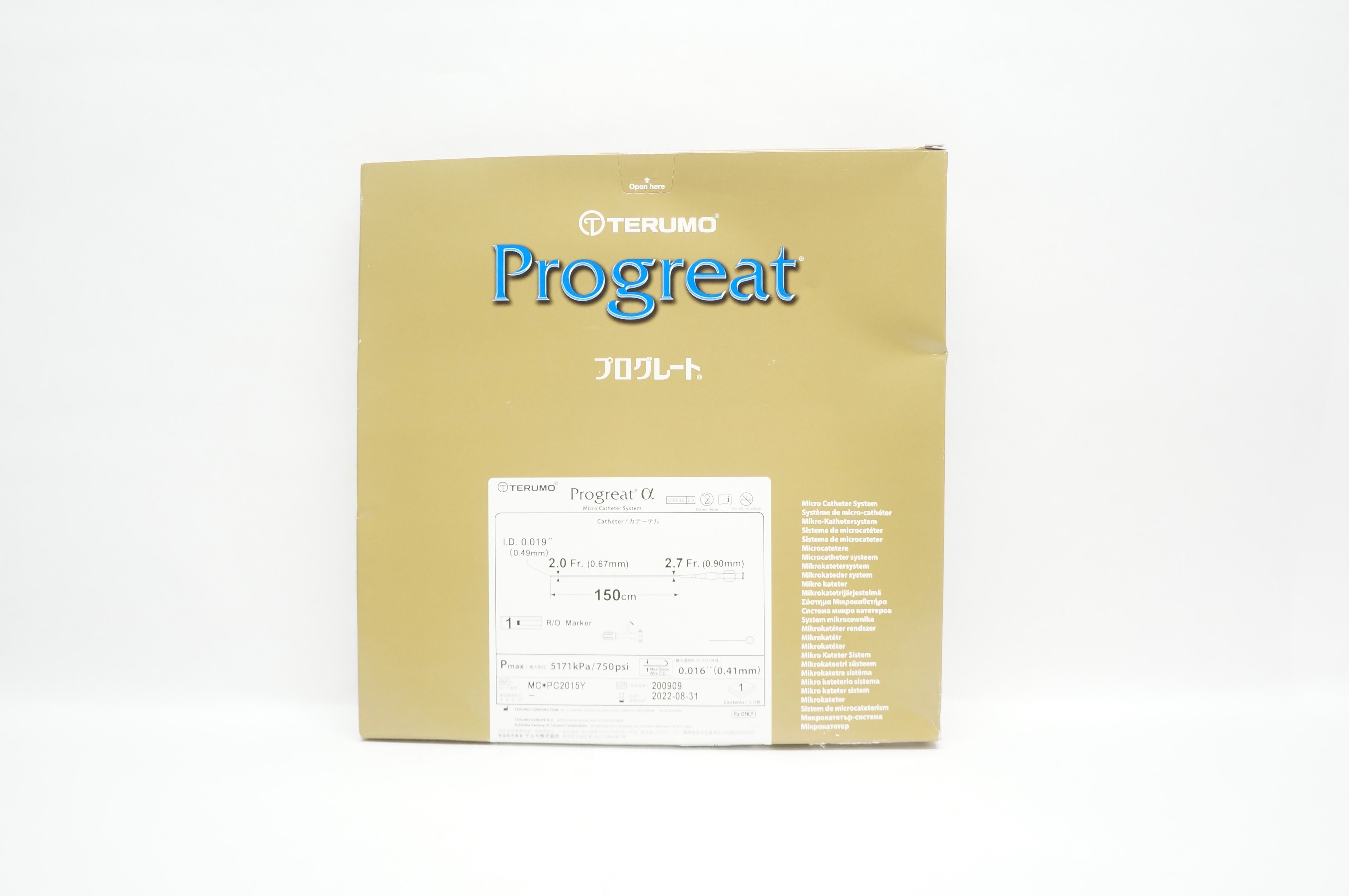 Terumo PC2015Y Progreat α Micro Cath. System 2.0Fr x 2.7Fr x 150cm (x)