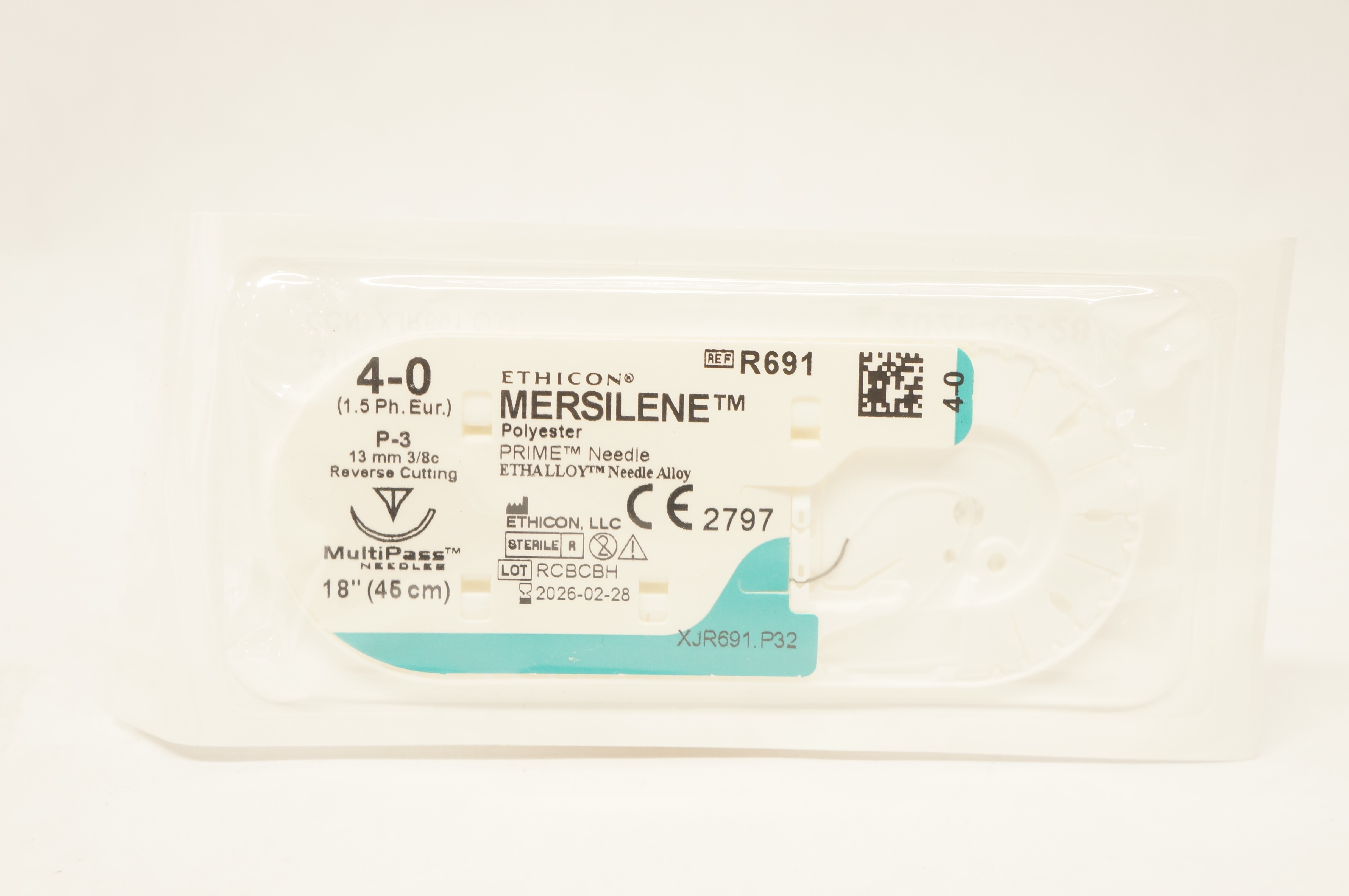 Ethicon R691 4-0 MERSILENE Polyester Stre P-3 13mm 3/8c Reverse Cutting 18inch