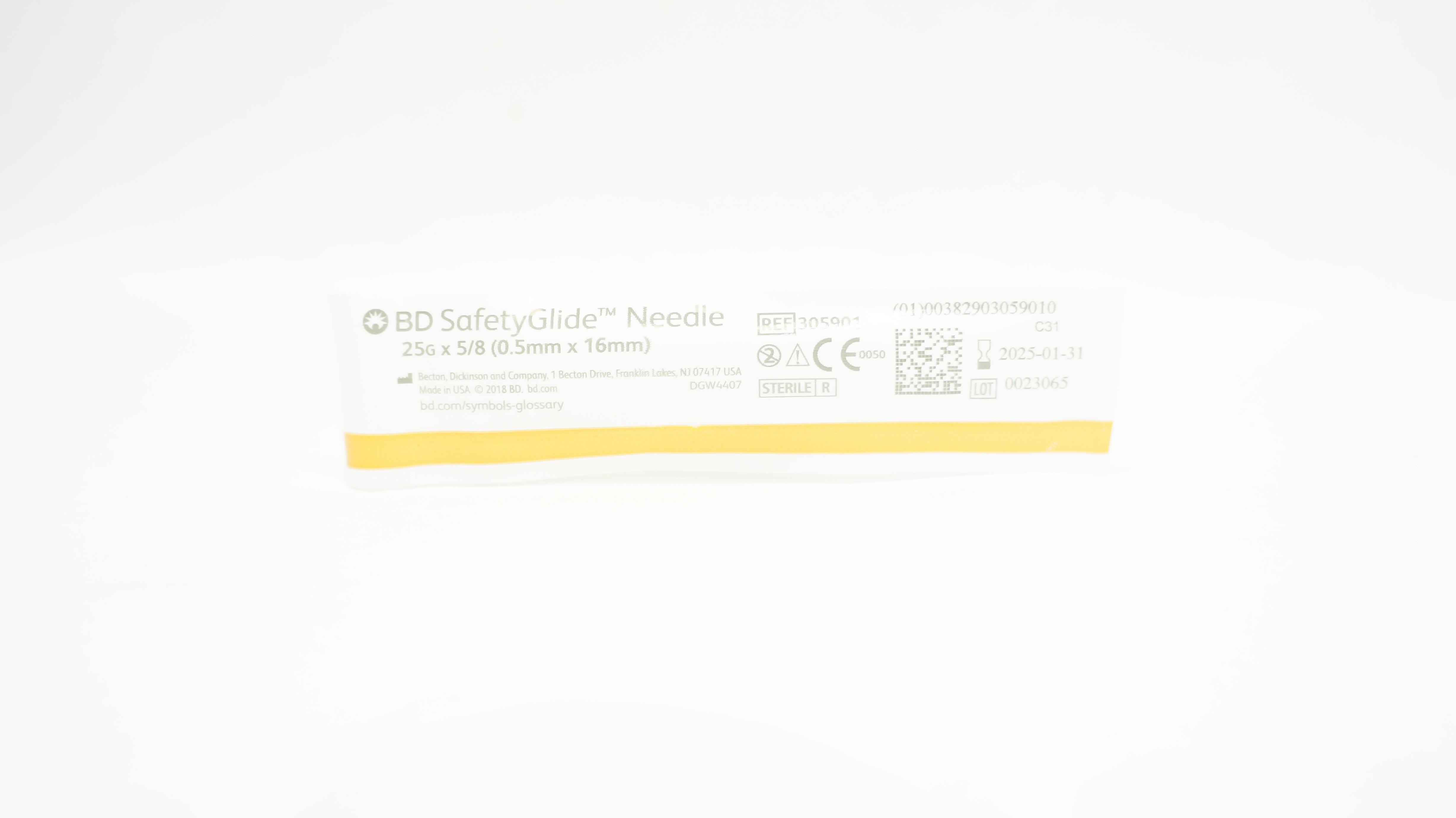 BD 305901 SafetyGlide  Ndle. 25G x 5/8 inch