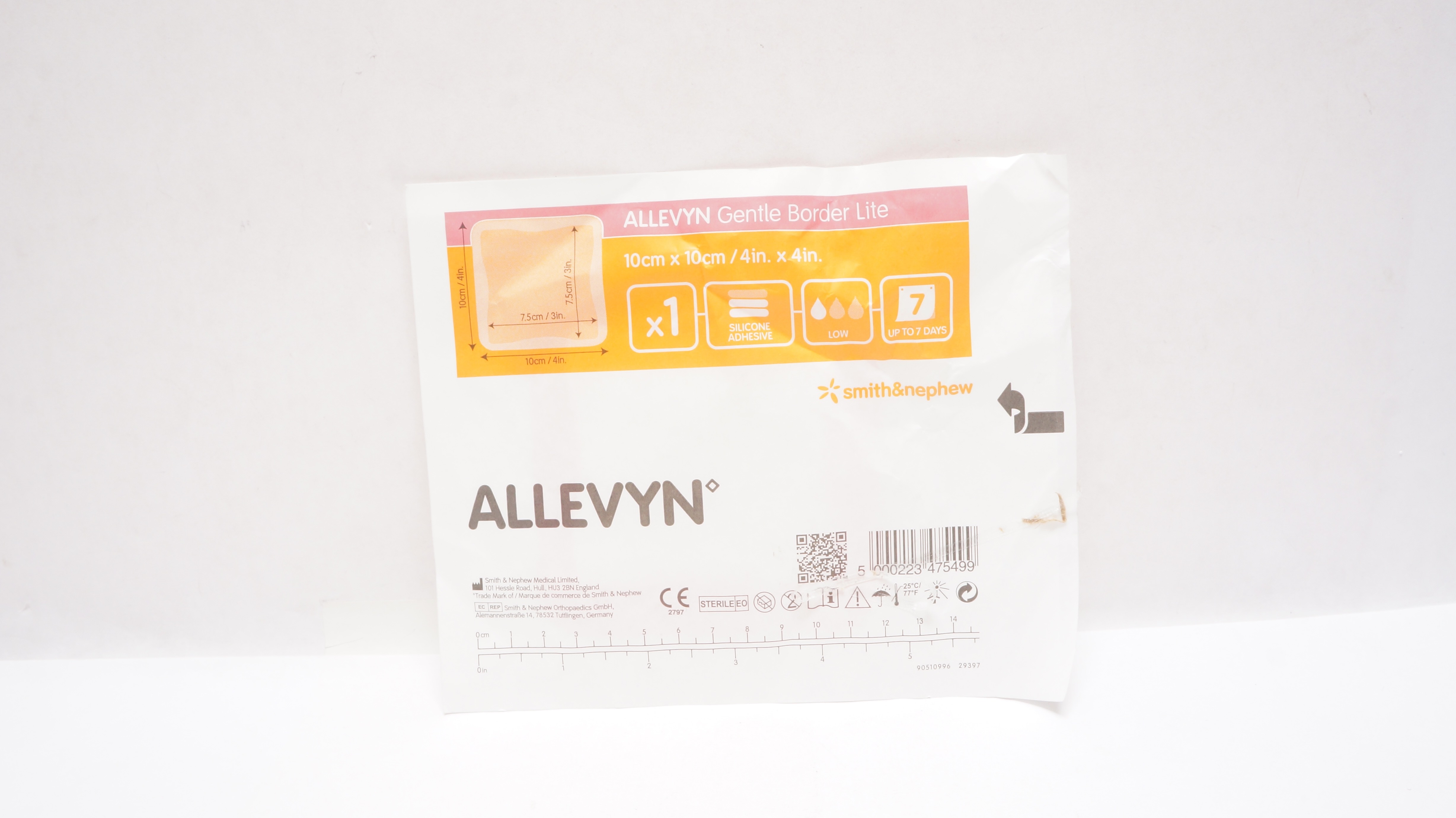Smith&Nephew 66800835 Allevyn Gentle Border Lite Dressing 4inch x 4inch