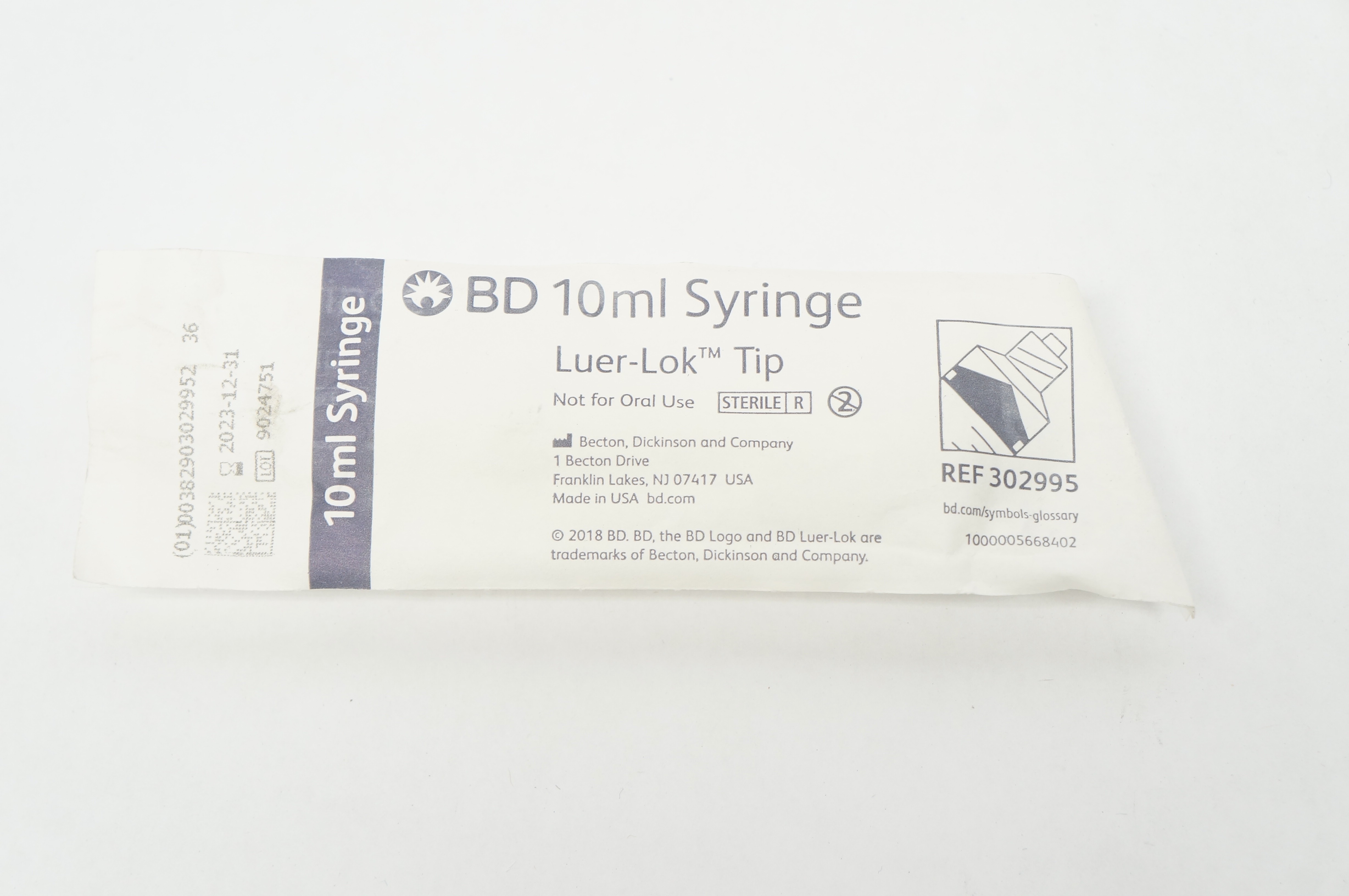 BD 302995 10ml Syringe Luer-Lok Tip