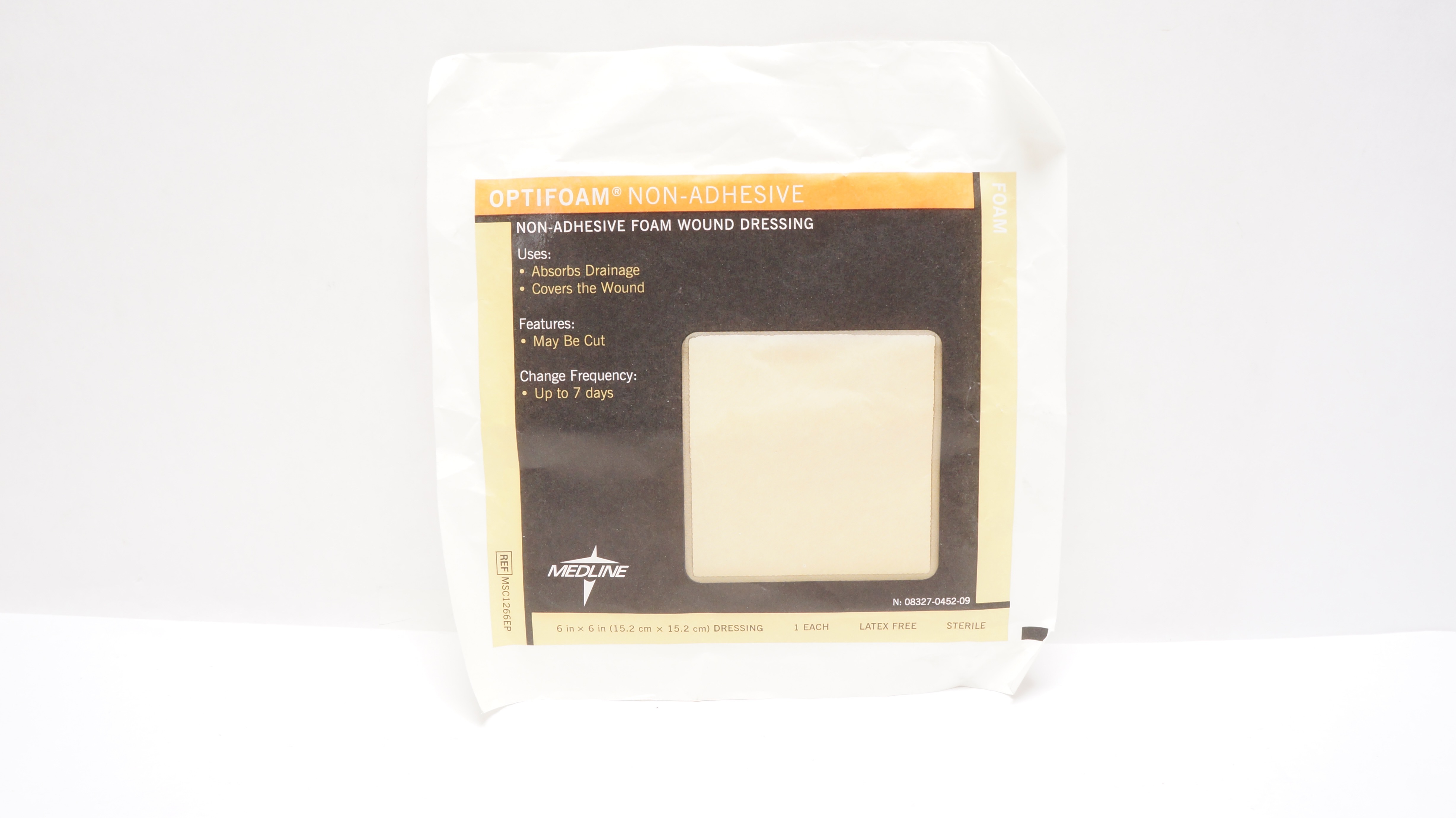 Medline MSC1266EP Optifoam Non-Adhesive Wound Dressing 6in x 6in (x)