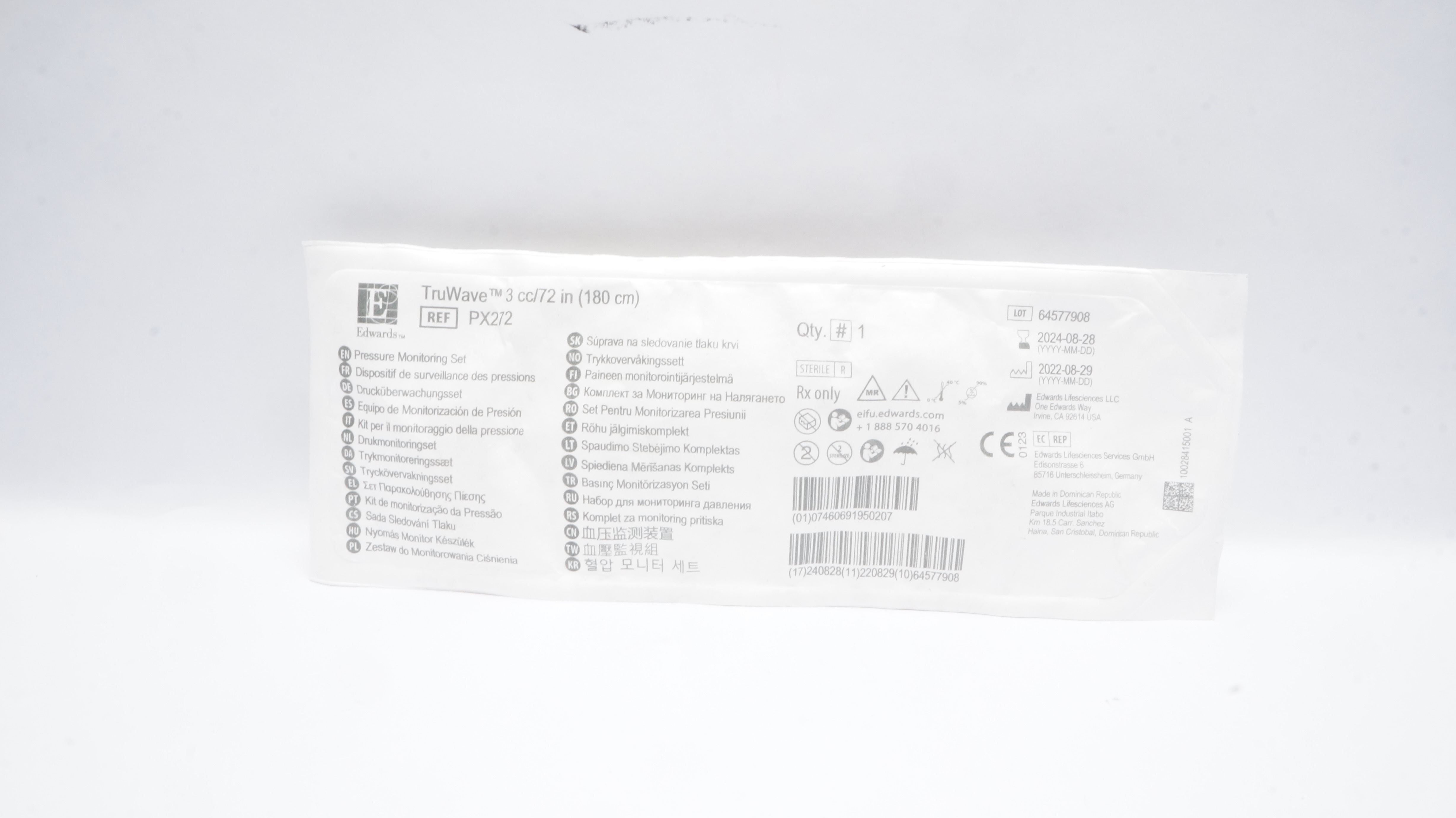 Edwards Lifesciences PXP272 TruWave Pressure Monitoring Set 3cc/72inch (x)