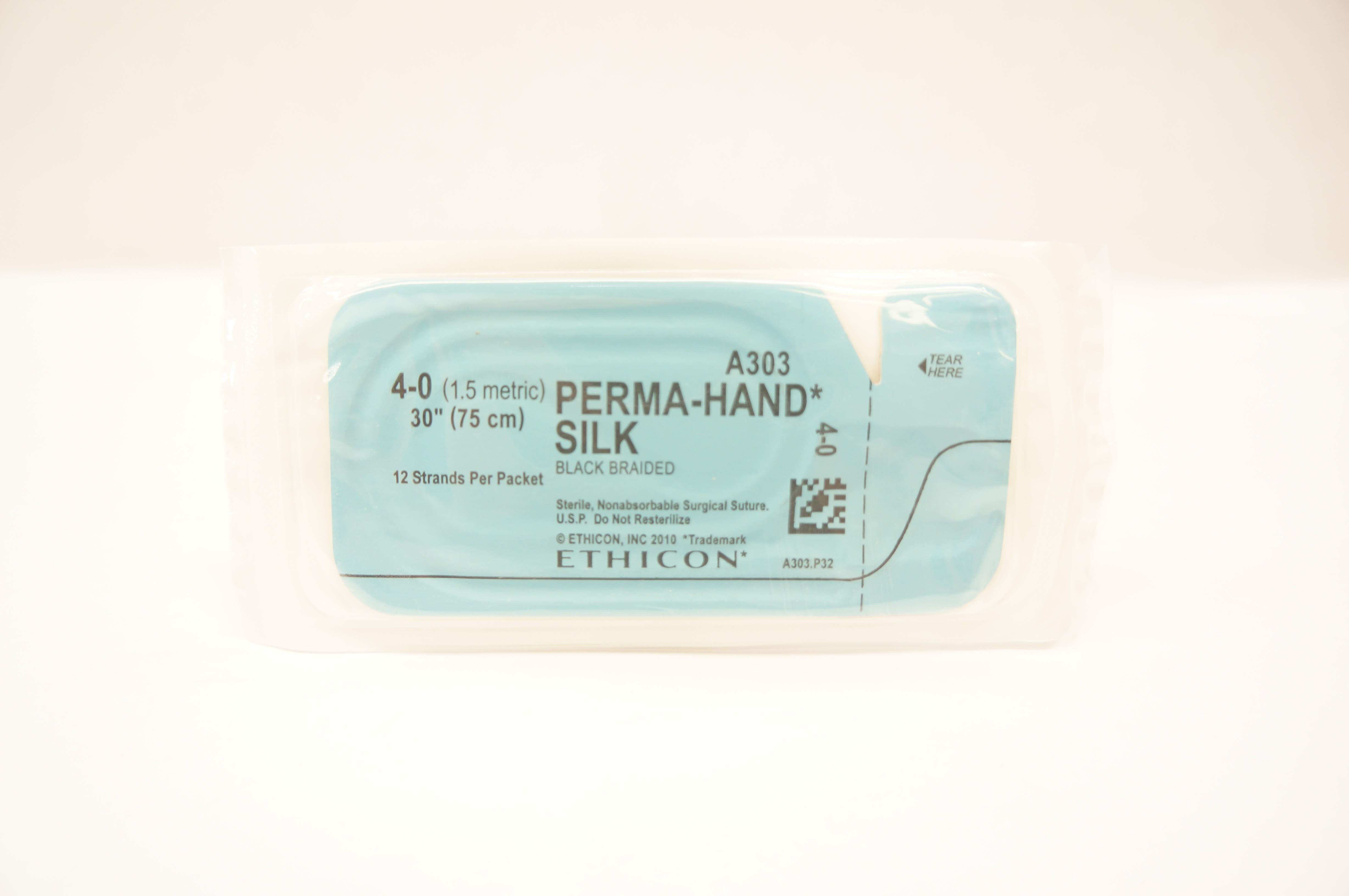 Ethicon A303 4-0 Perma-Hand Silk Surgical Stre, Black Braided 30 inch