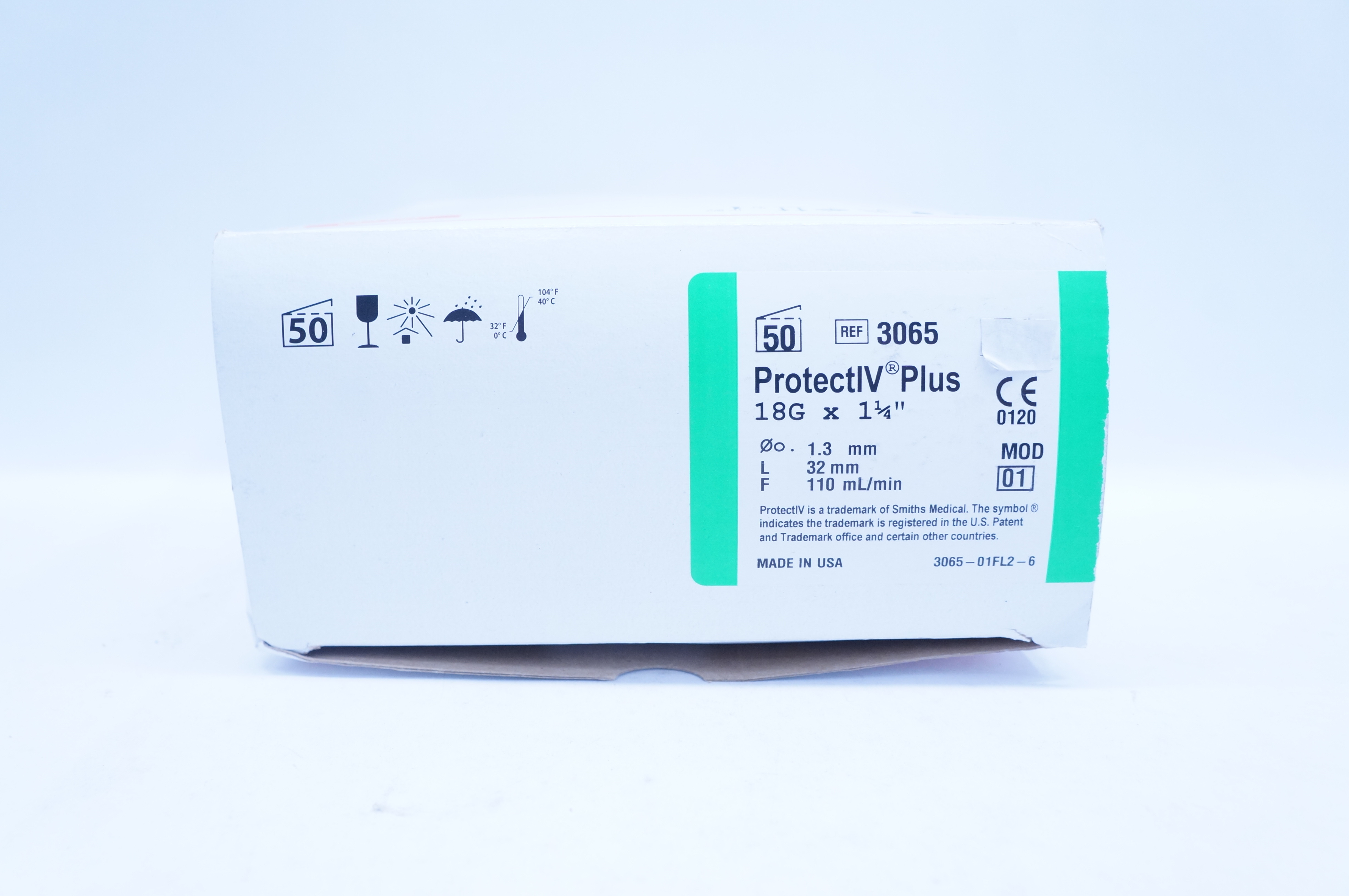 Smiths Medical 3065 Safety IV Cath. 18G x 1 1/4inch MOD 01 - Box of 50