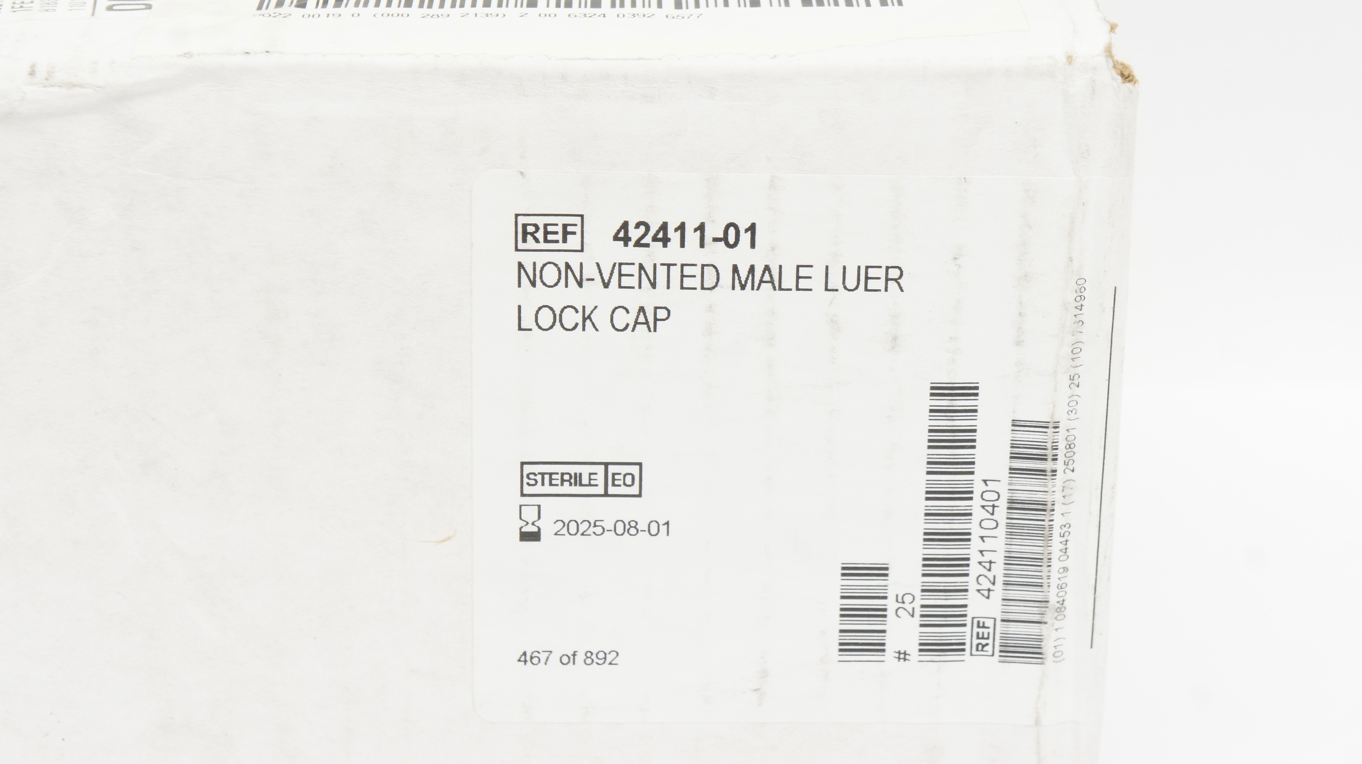 ICU Medical 42411-01 Non-Vented Male Luer Lock Cap - Box of 25