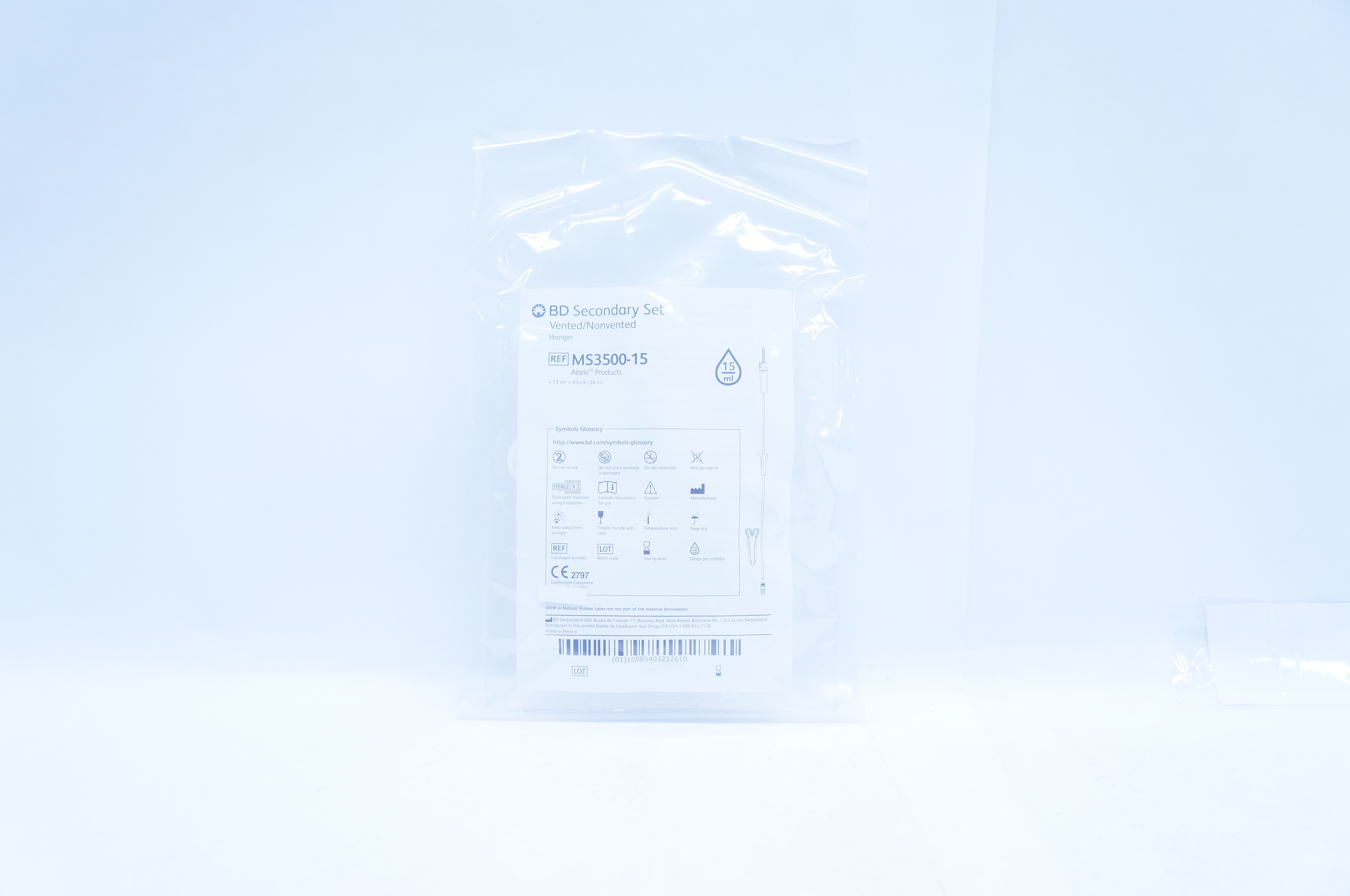 BD MS3500-15 Secondary Set Vented/Nonvented Hanger 15ml