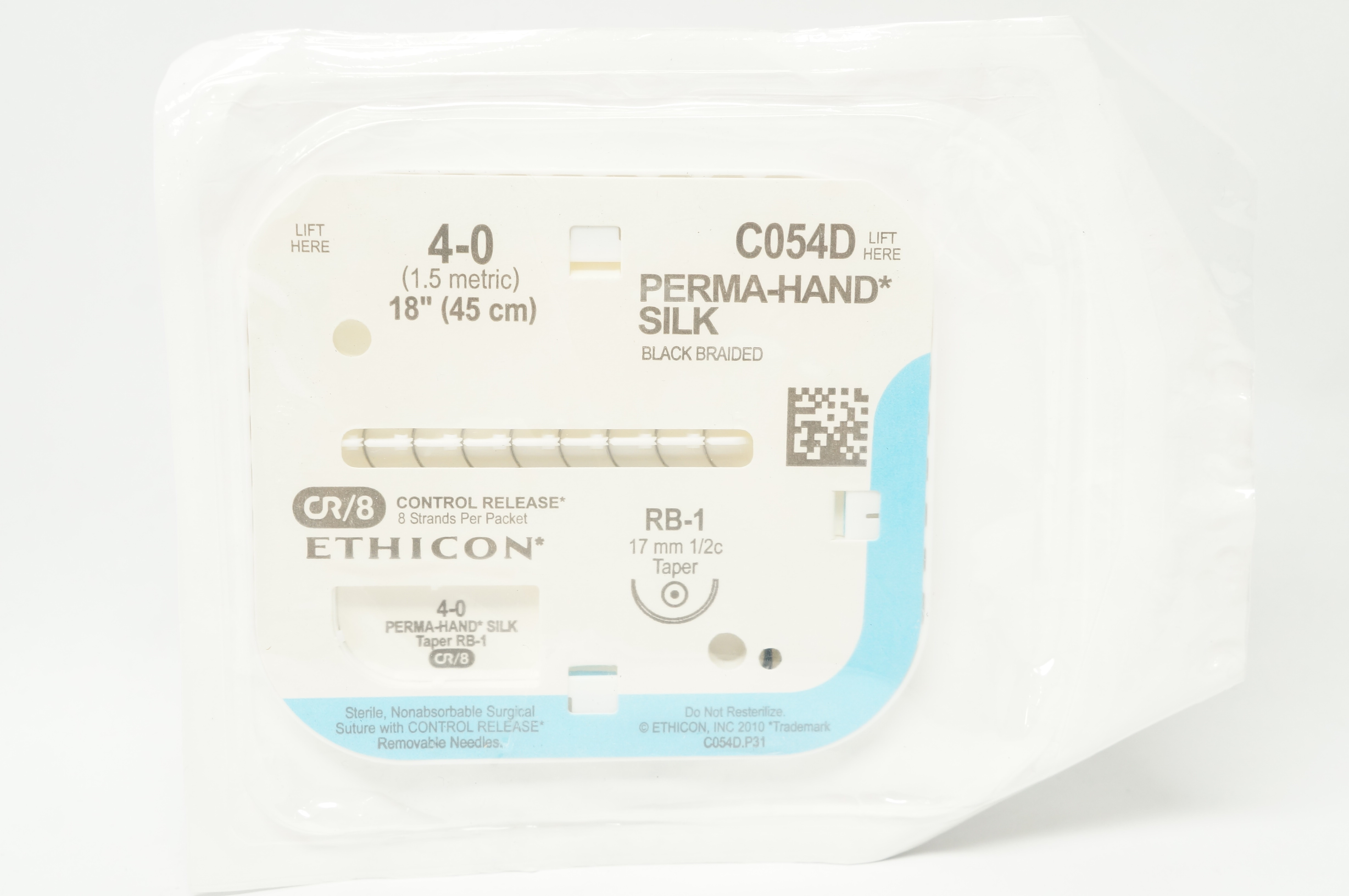 Ethicon C054D 4-0 PERMA-HAND SILK RB-1 17mm 1/2c Taper 18inch