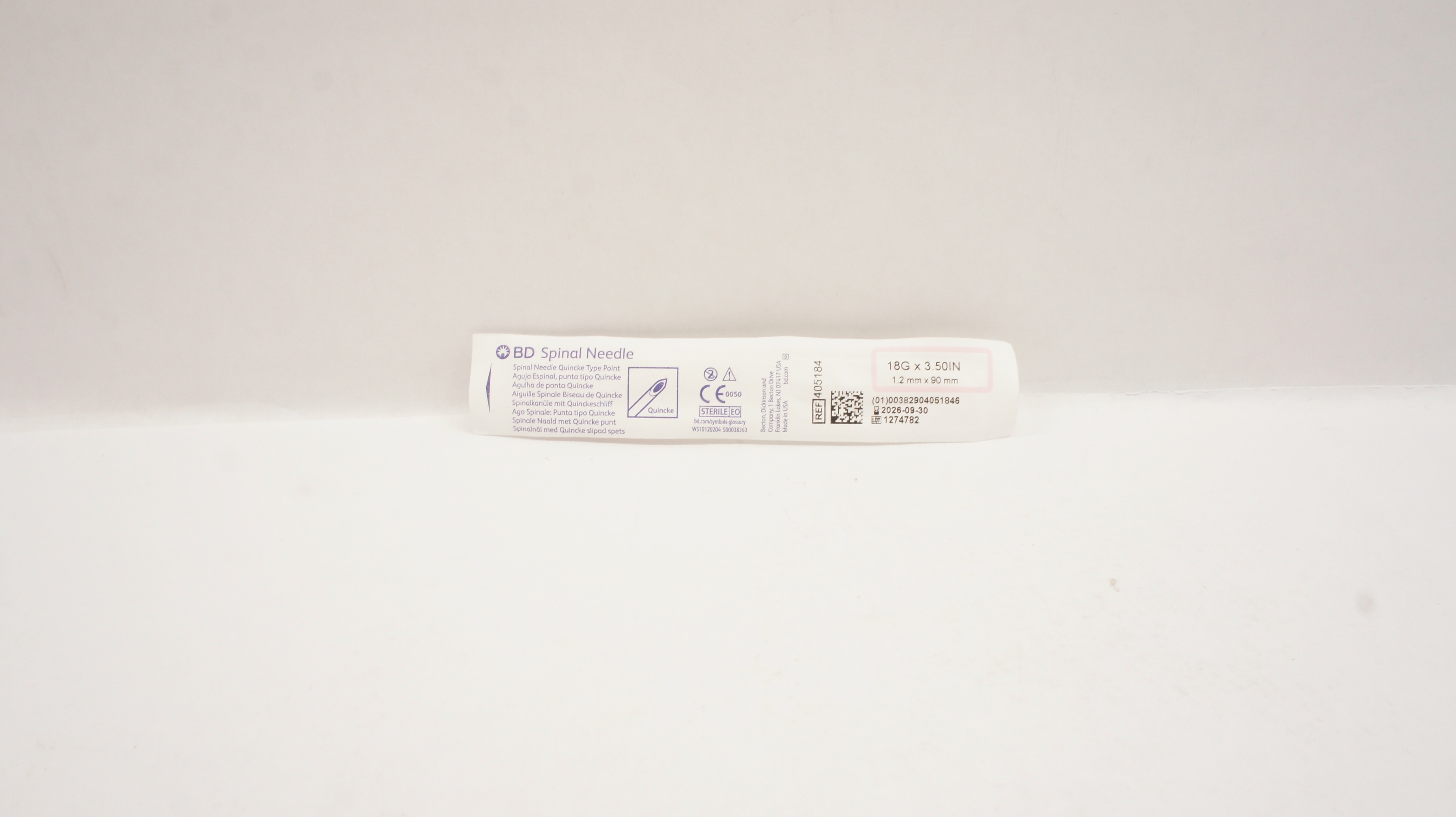 BD 405184 Spinal Ndle Quincke Type Point 18G x 3.50inch