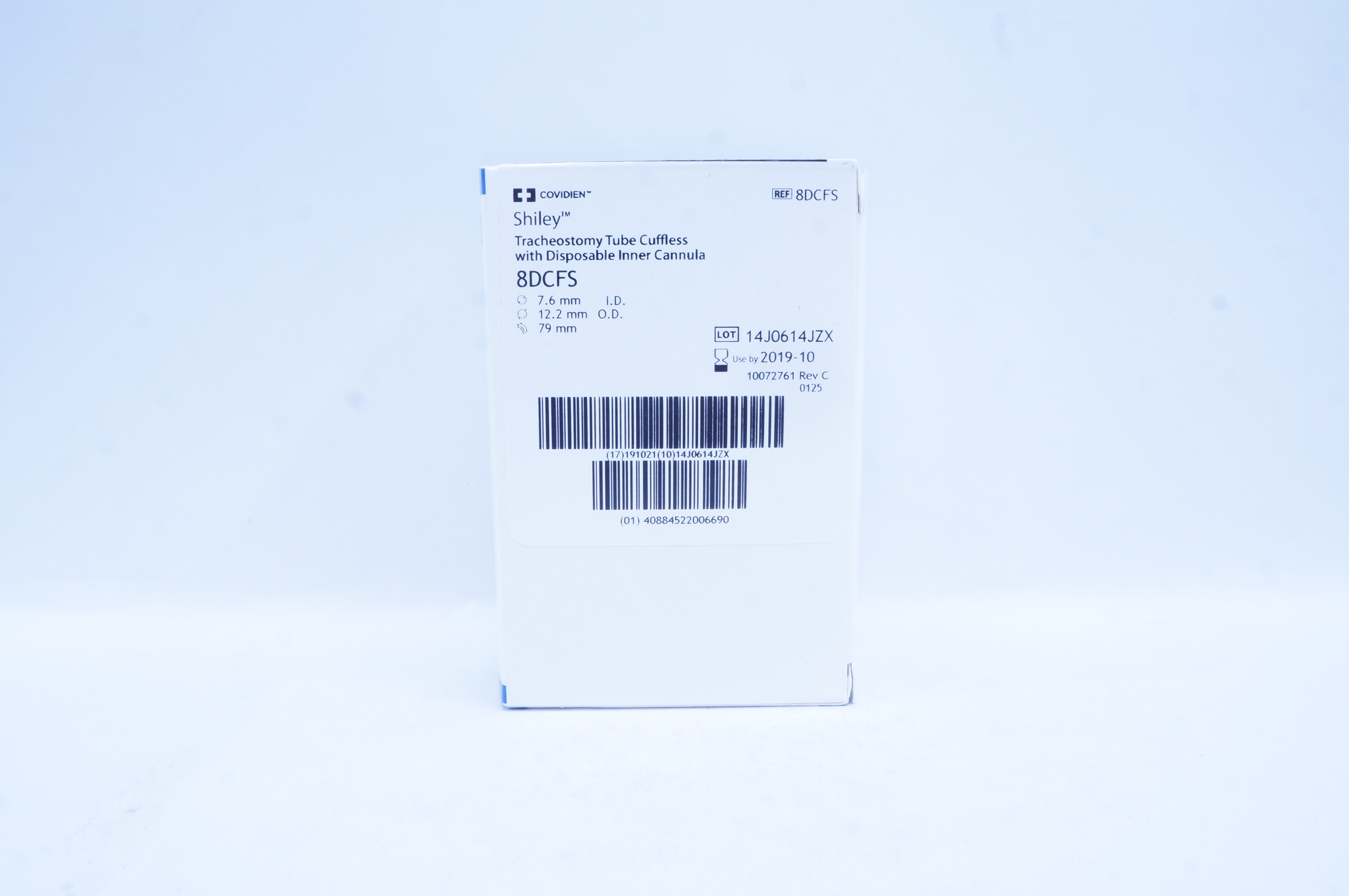 Covidien 8DCFS Shiley Tracheostomy Tube Cuffless 7.6mm ID x 12.2mm OD(x)