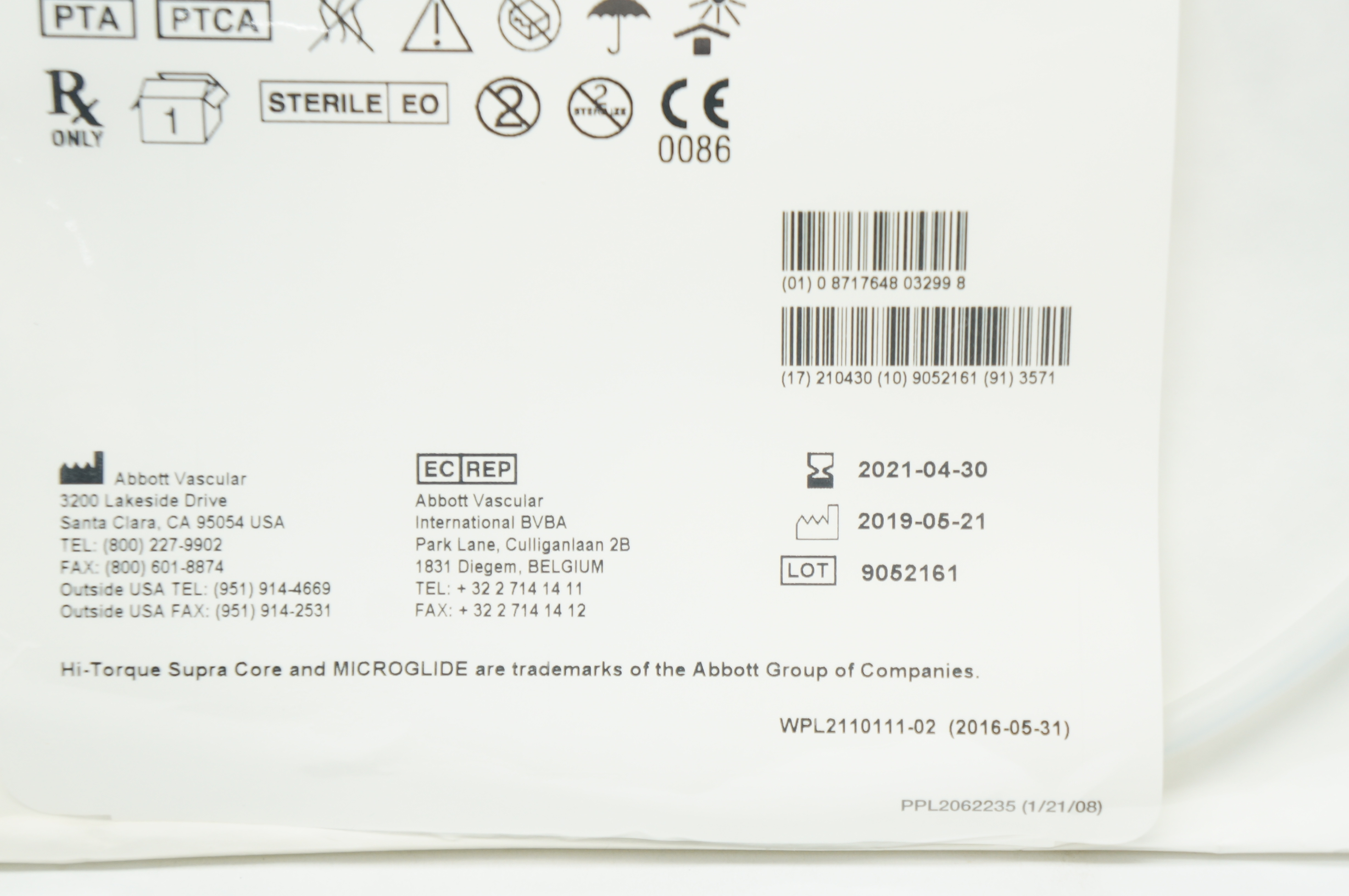 Abbott 1002703-01 Hi-Torque Supra Core 35 Guide Wire 0.035in. x