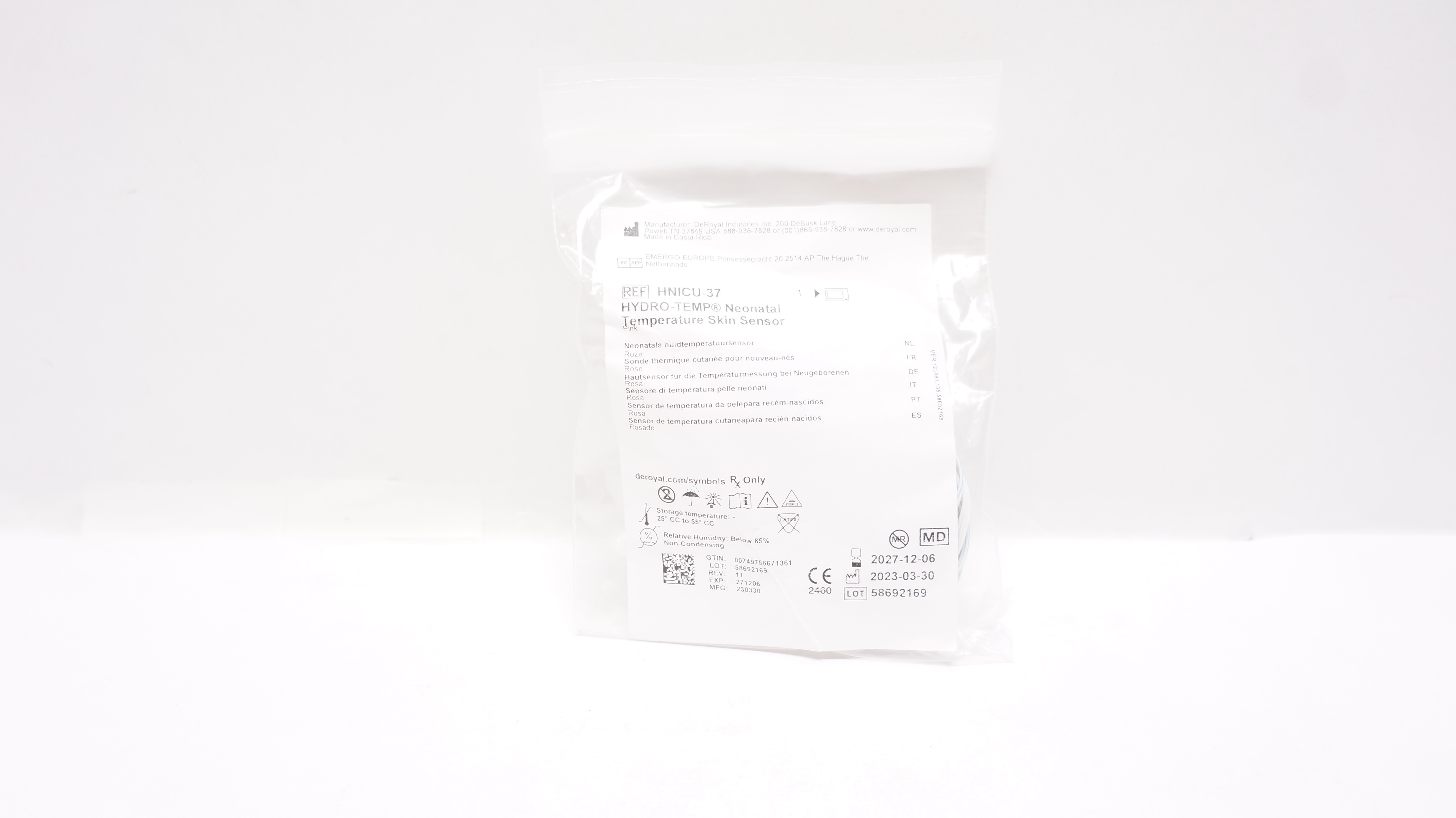 DeRoyal HNICU-37 Hydro-Temp Neonatal Temperature Skin Sensor