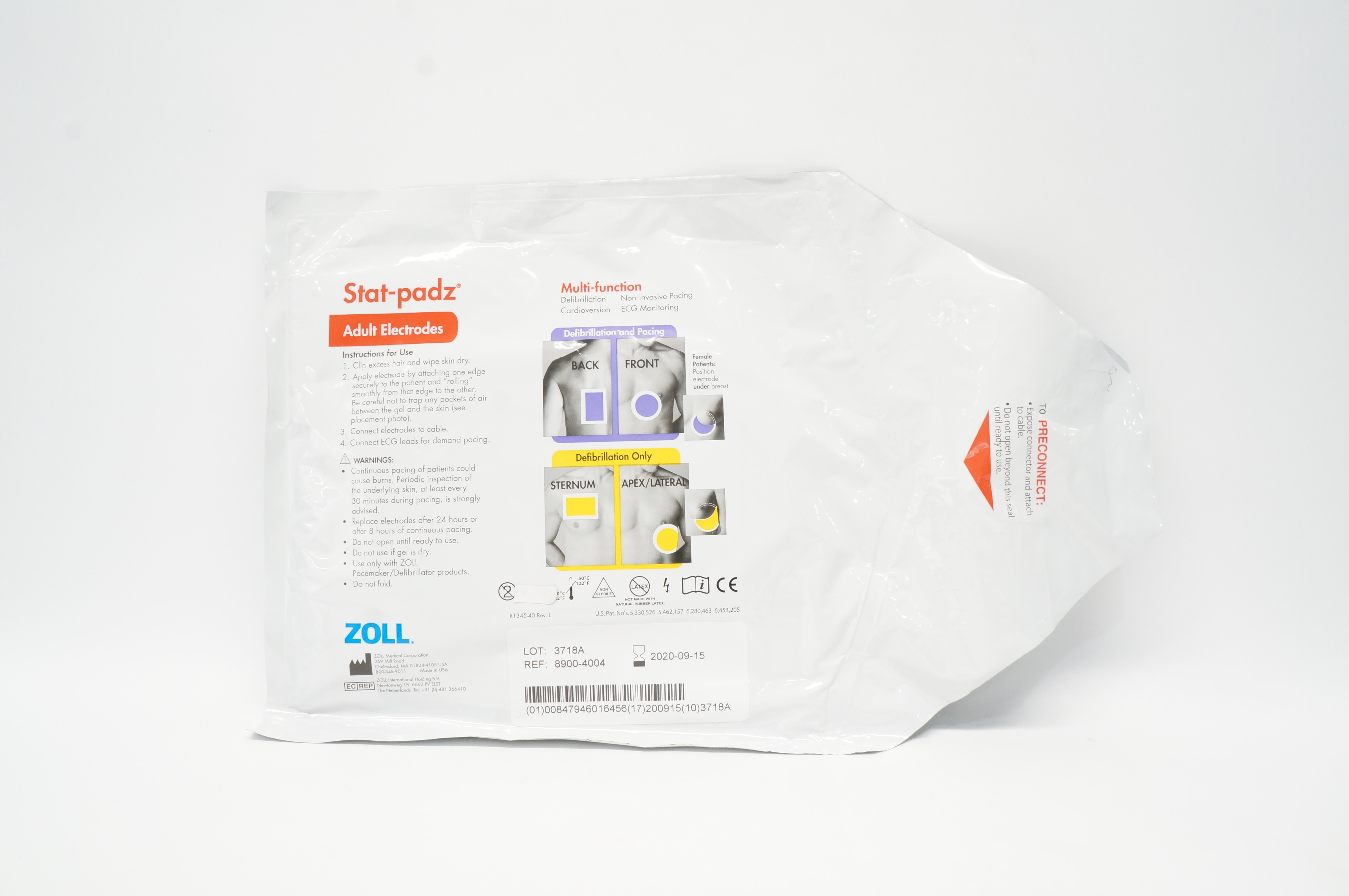 Zoll 8900-4004 Stat-padz Multi-Function Adult Electrodes >8 Years (>55 lbs) (x)