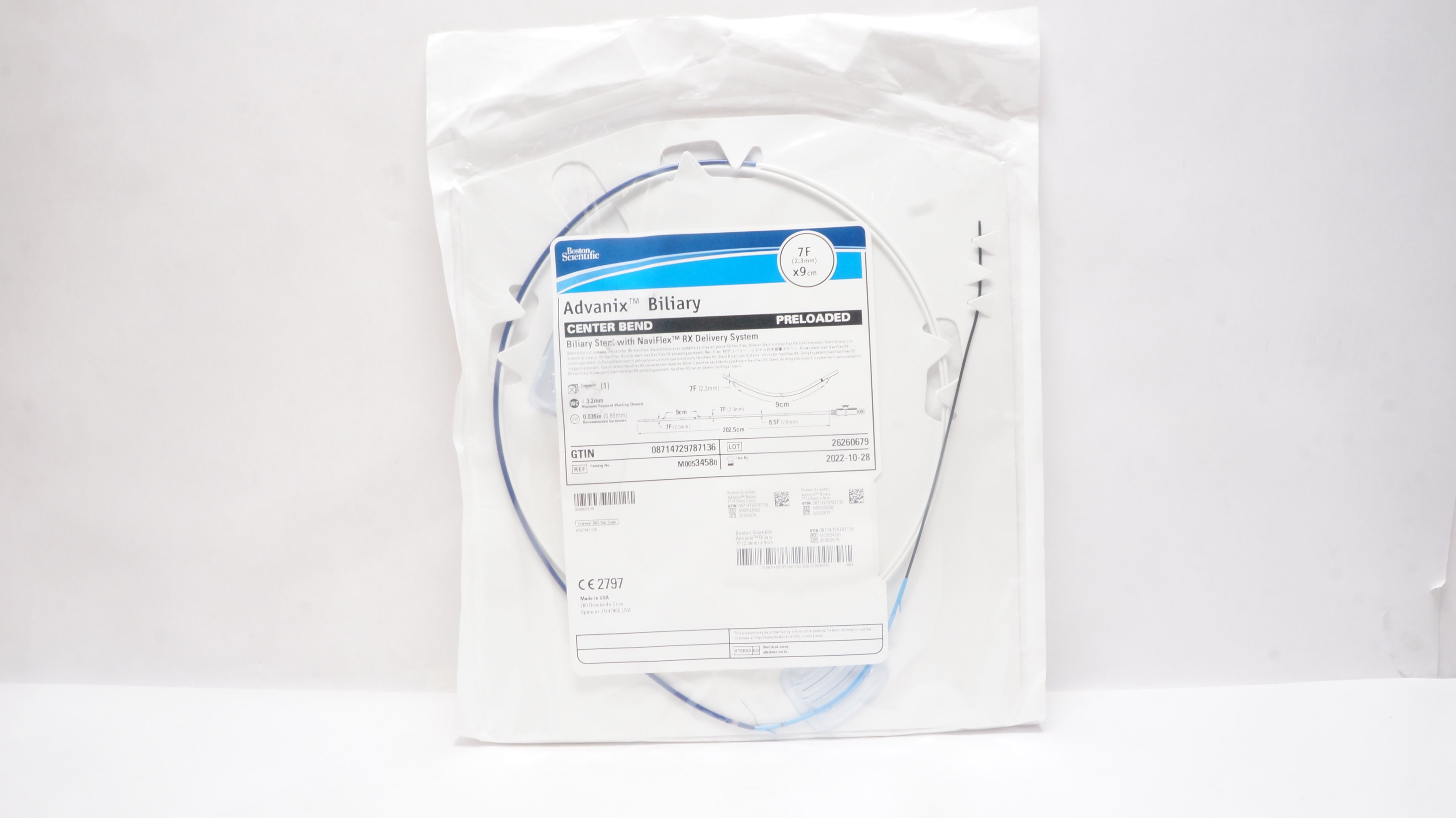 Boston Scientific 3458 Advanix Biliary Center Bend Stnt 7F x 9cm (x)