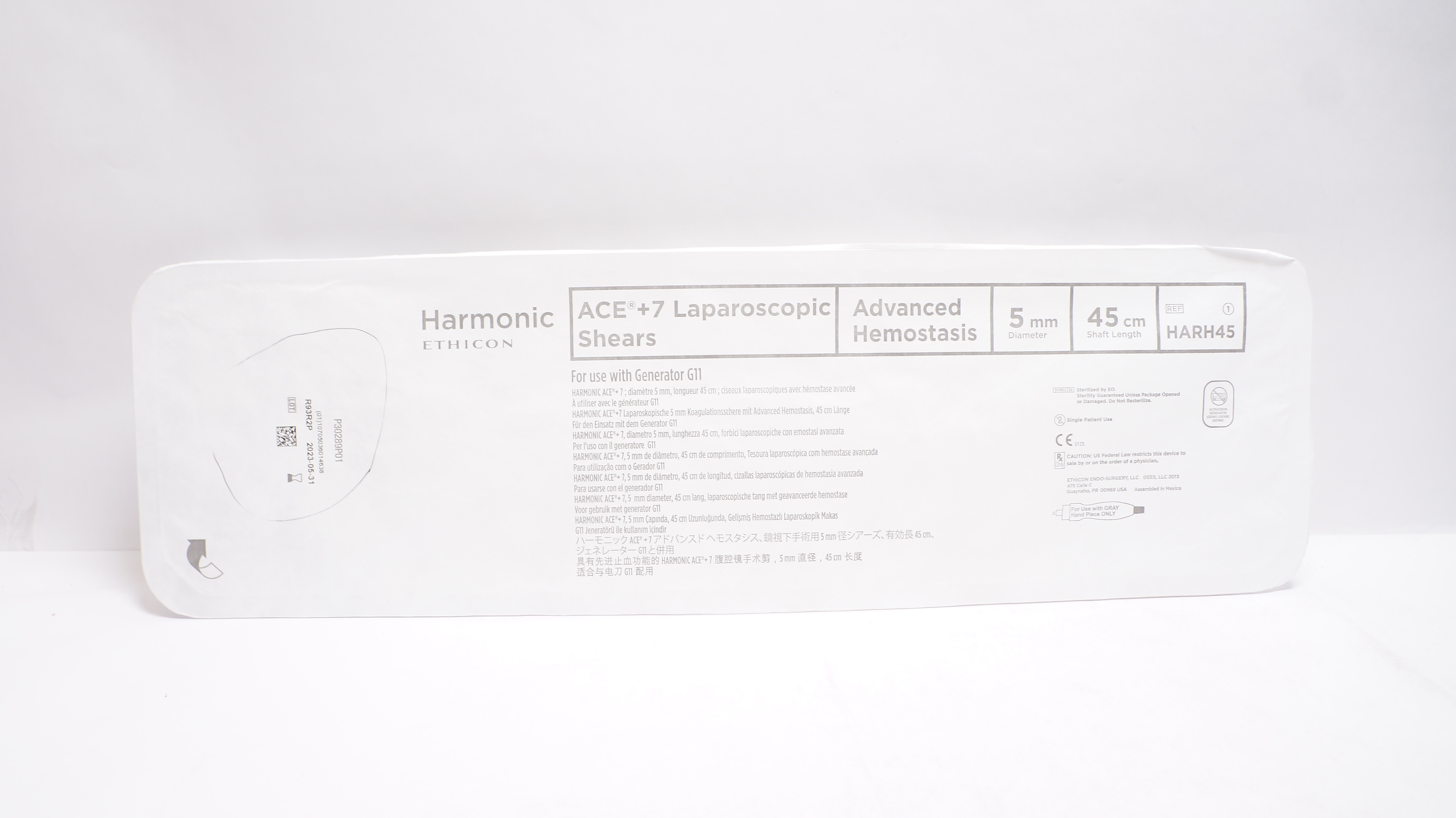 Ethicon HARH45 Harmonic Ace +7 Laparoscopic Shears 5mm x 45cm (x)