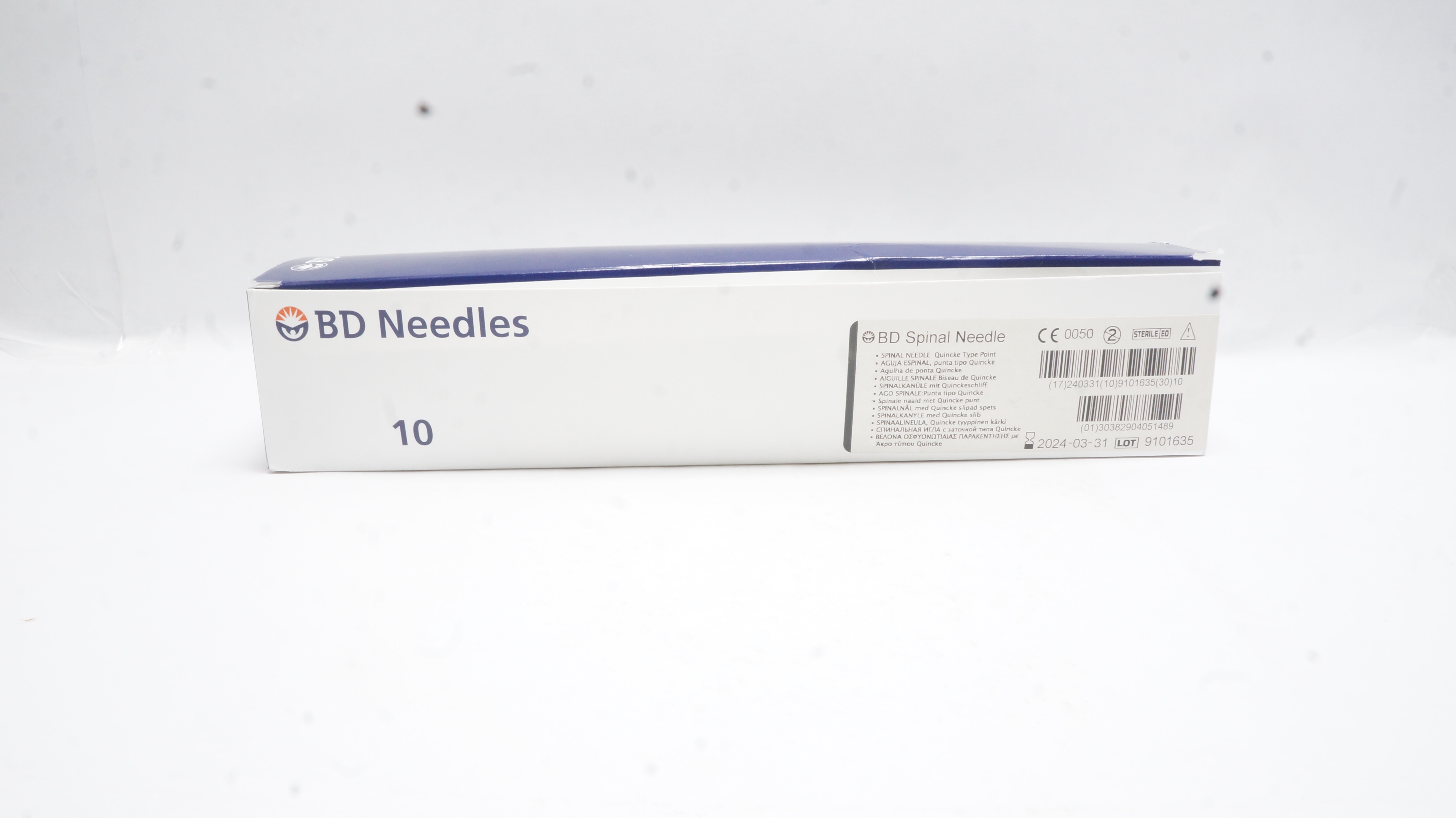 BD 405148 Spinal Ndle Quincke Type Point 22G x 5inch (x) - Box of 10