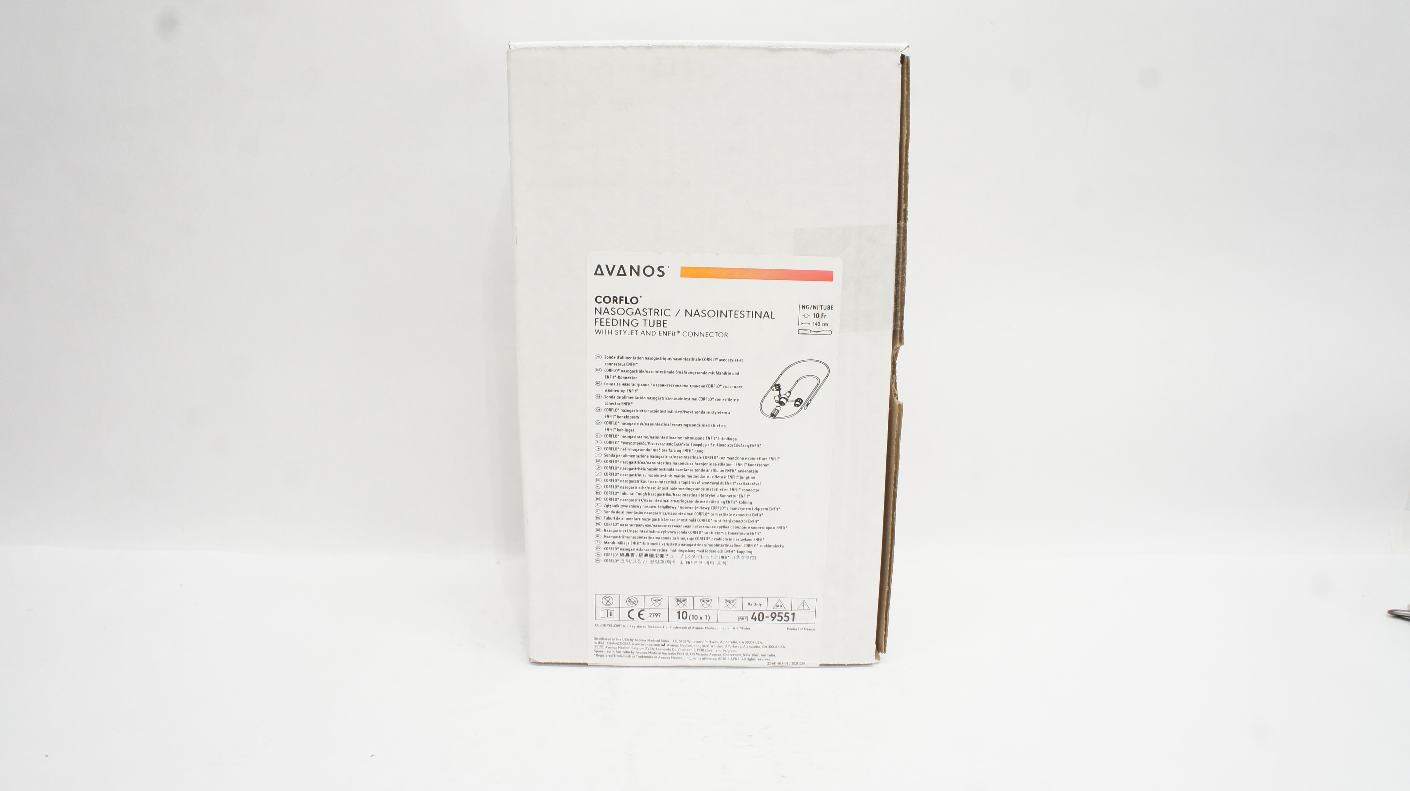 Avanos 40-9551 Nasogastric/Nasointestinal Feeding Tube 10Fr x 140cm - Box of 10