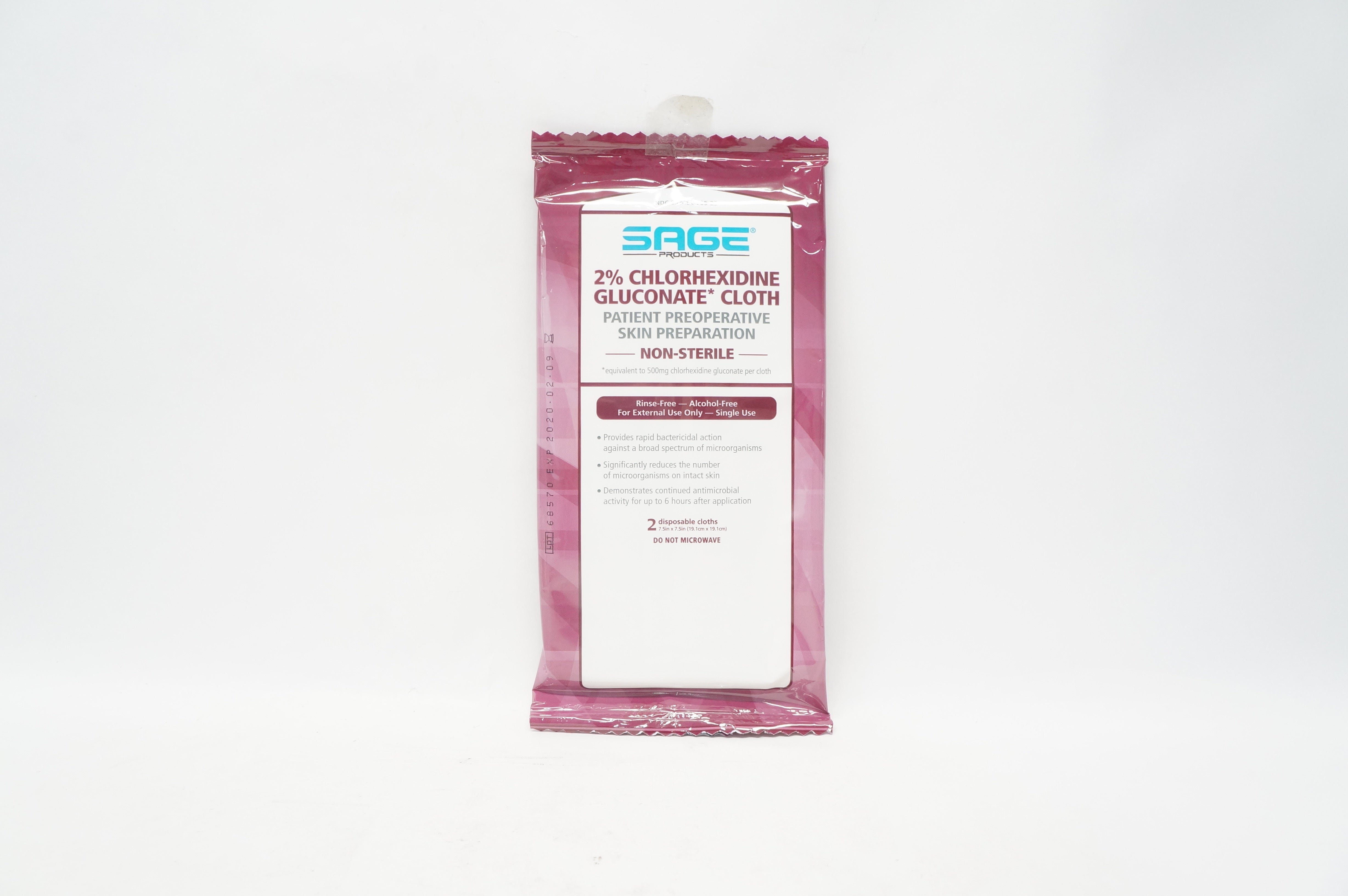 Sage 9707 2% Chlorhexidine Gluconate Cloth 7.5 inch x 7.5 inch (x)