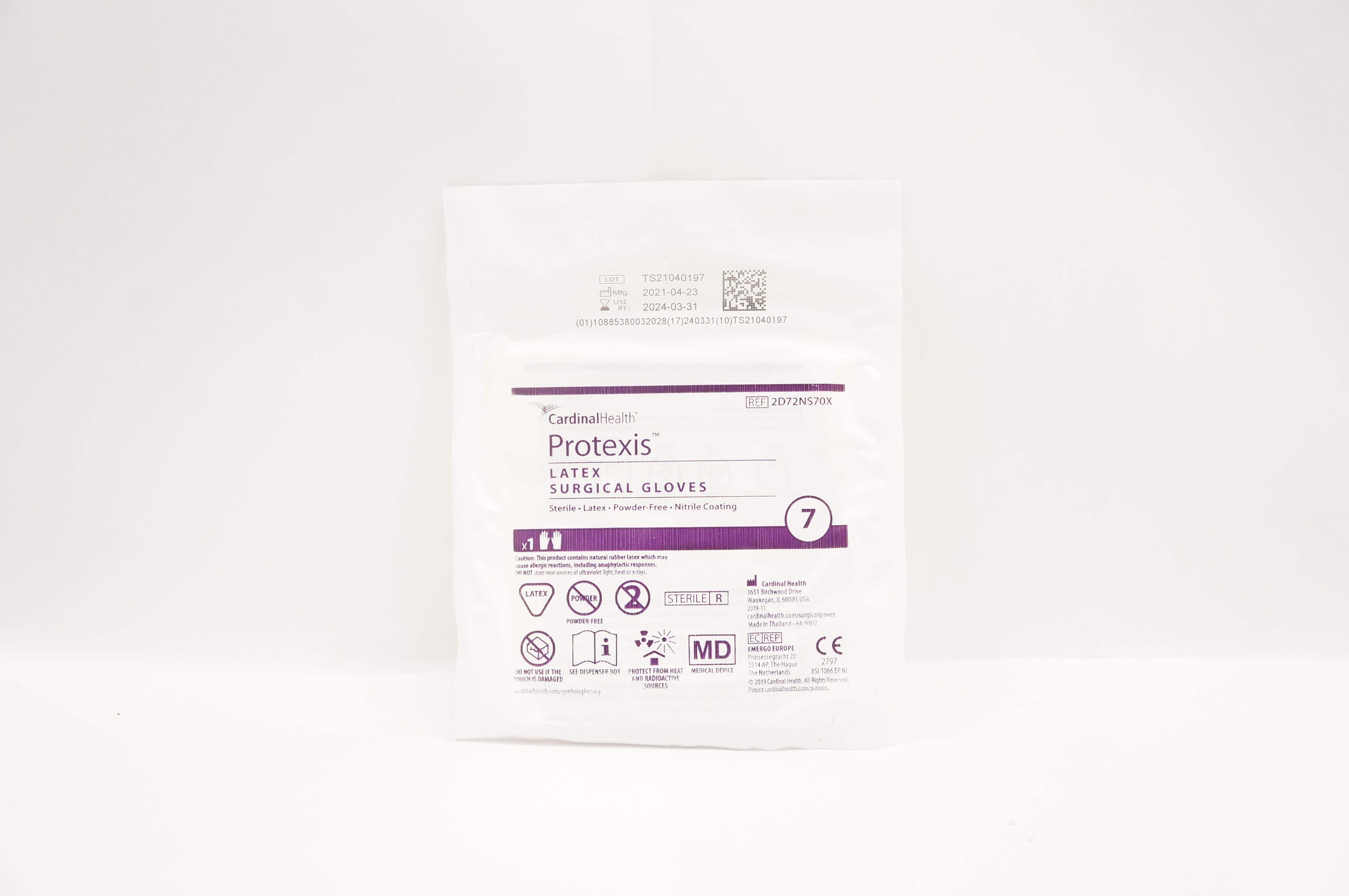 Cardinal Health 2D72NS70X Protexis Latex Sterile Powder-Free Surgical Gloves, 7