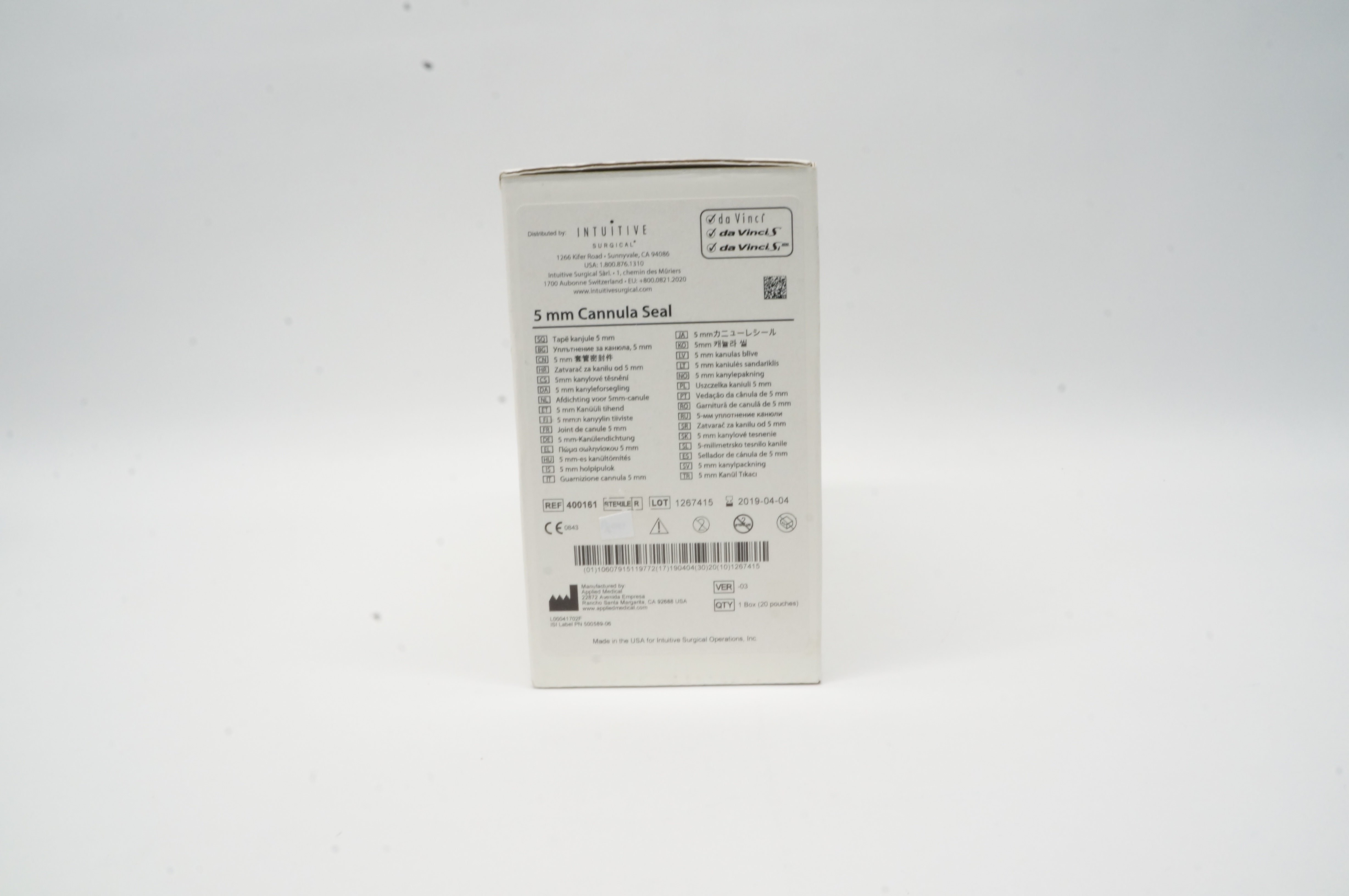 Da Vinci 400161 Institutive Surgical Cannula Seal 5mm (x) - Box of 20