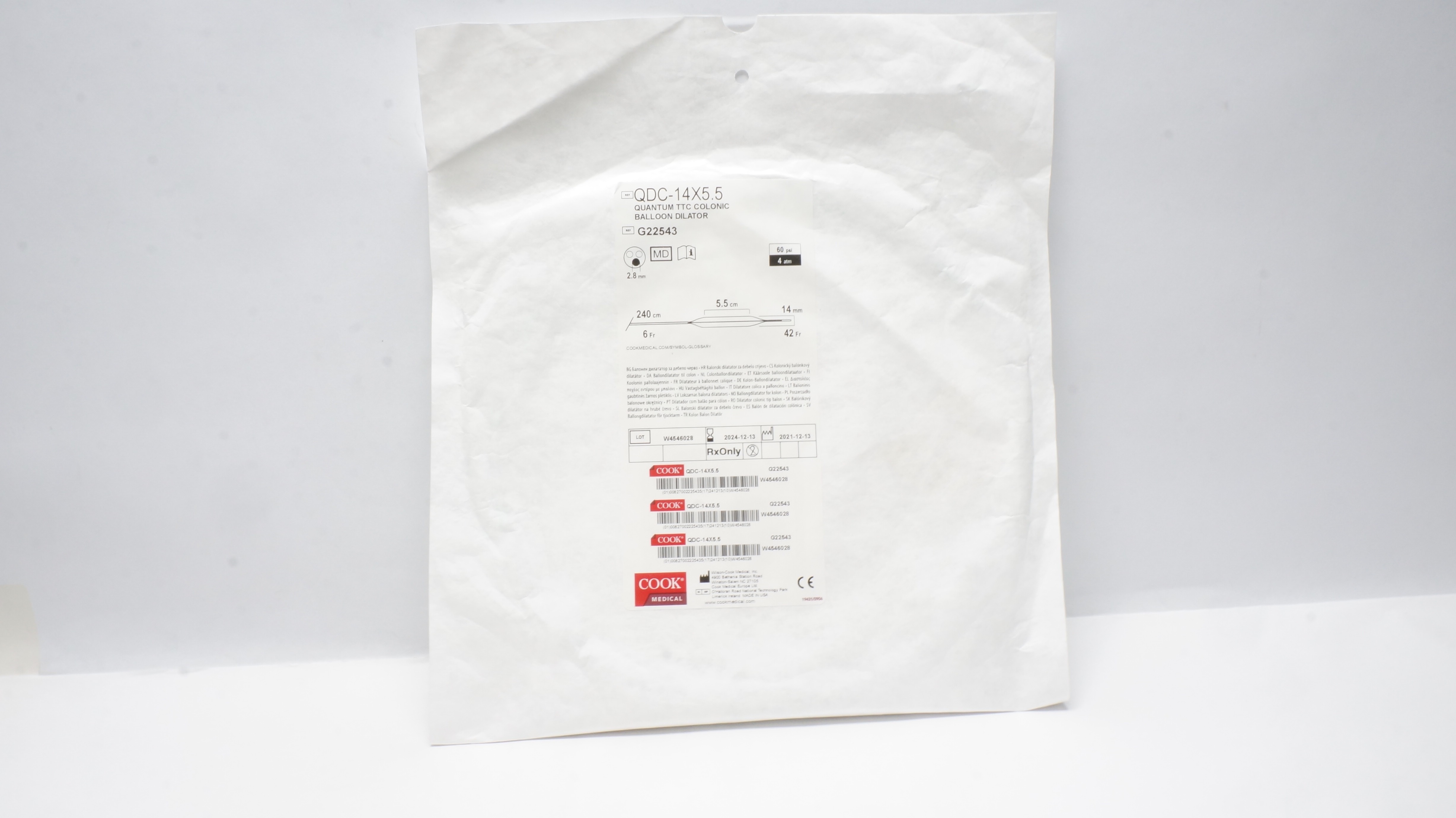 Cook Medical G22543 Quantum TTC Colonic Balloon Dilator, 14 mm dia. x 5.5 cm (x)