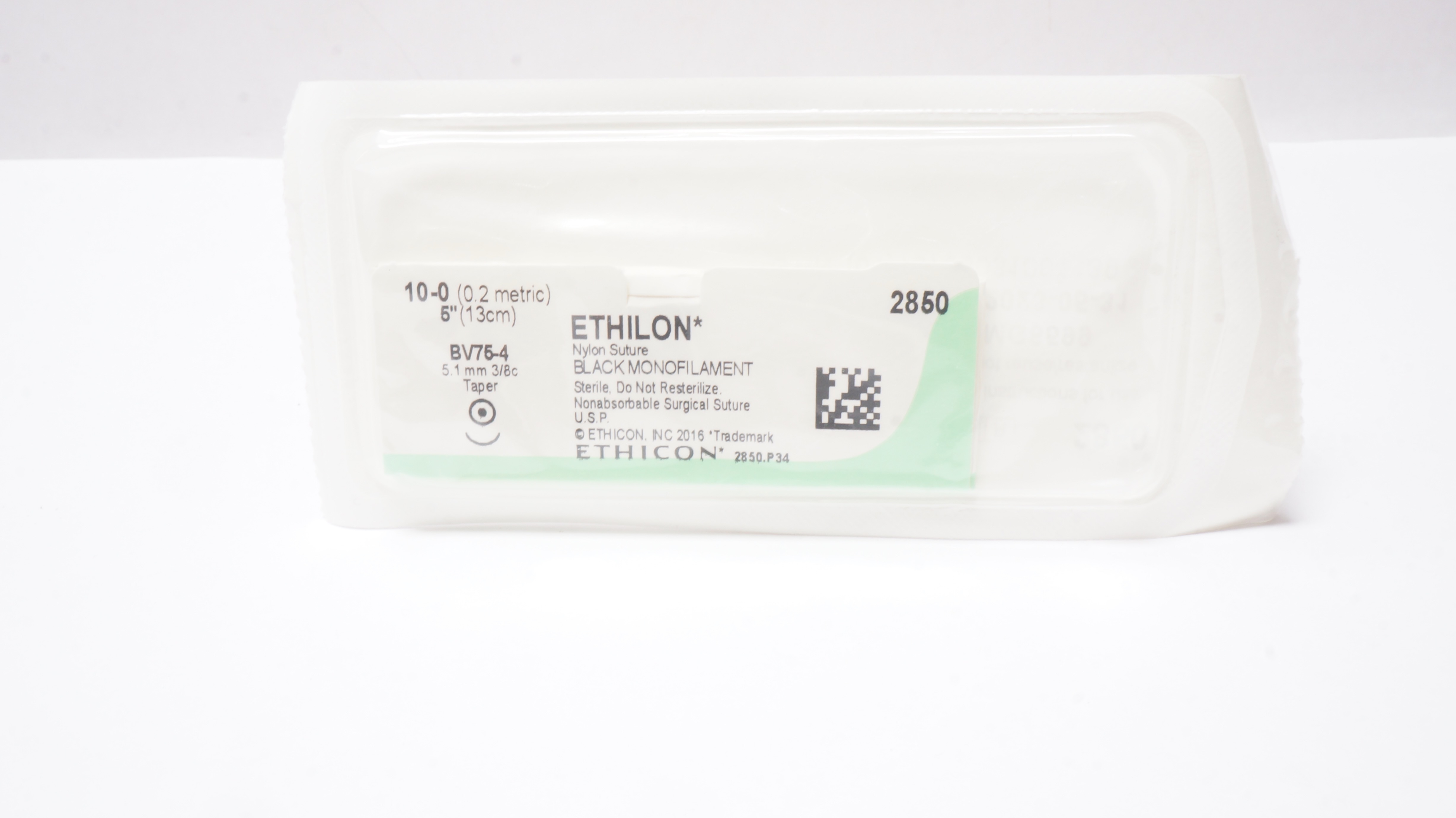 Ethicon 2850 10-0 ETHILON BV75-4, 5.1mm 3/8c Taper, 5inch (x)