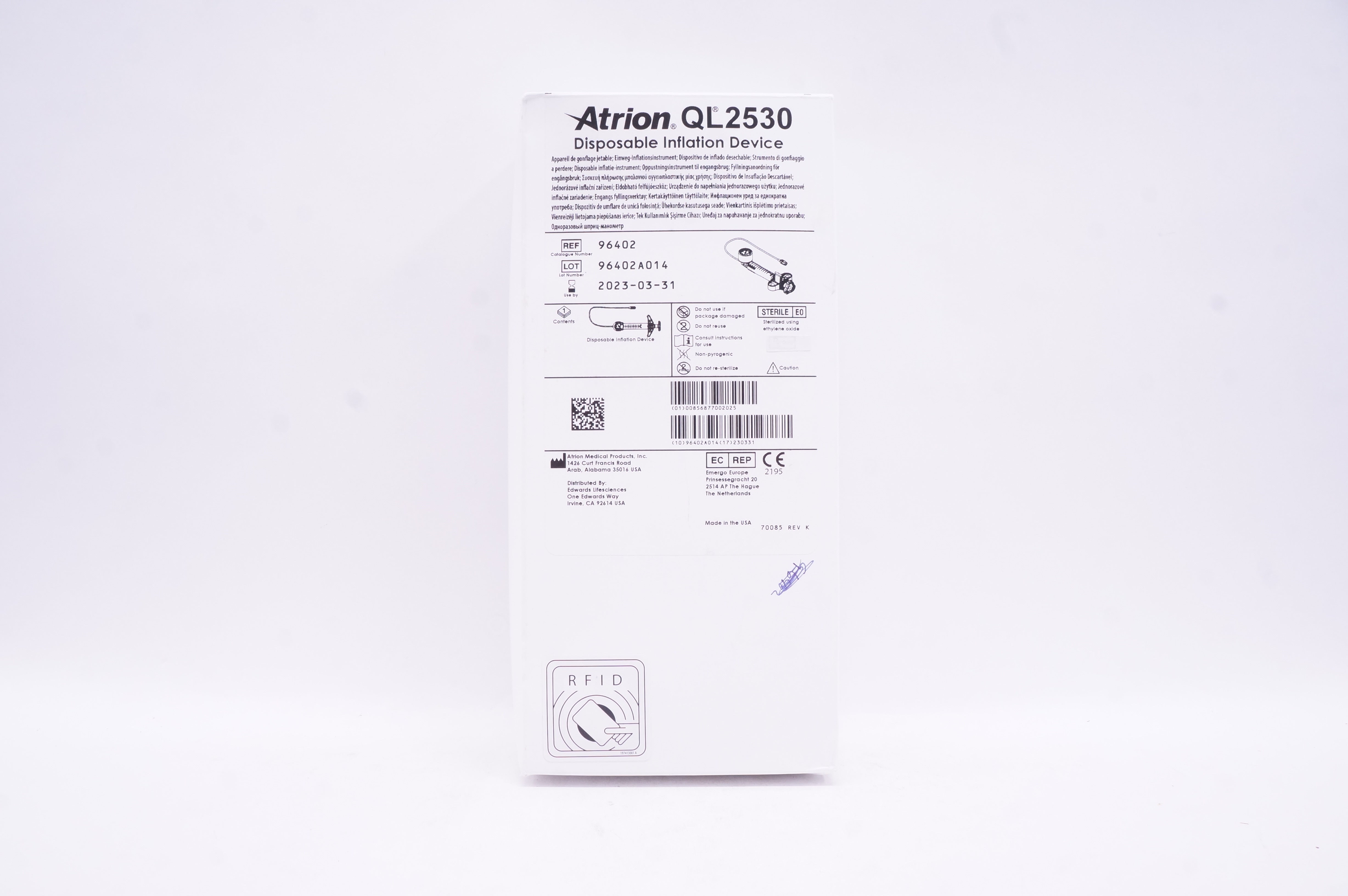 Atrion 96402 QL2530 Disposable Inflation Device