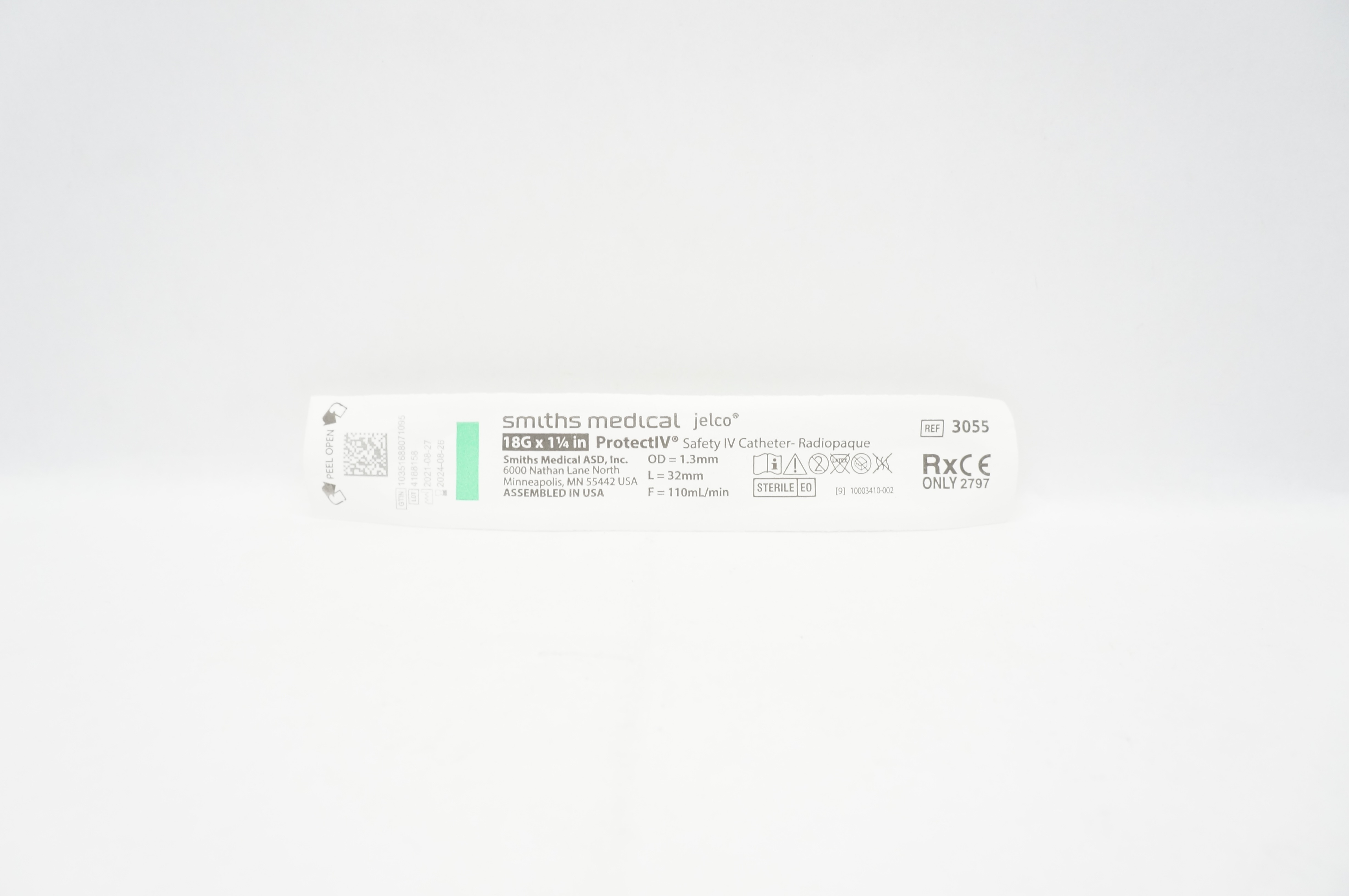 Smiths Medical 3055 Jelco ProtectIV Safety IV Cath. Radiopaque 18G x 1-1/4inch