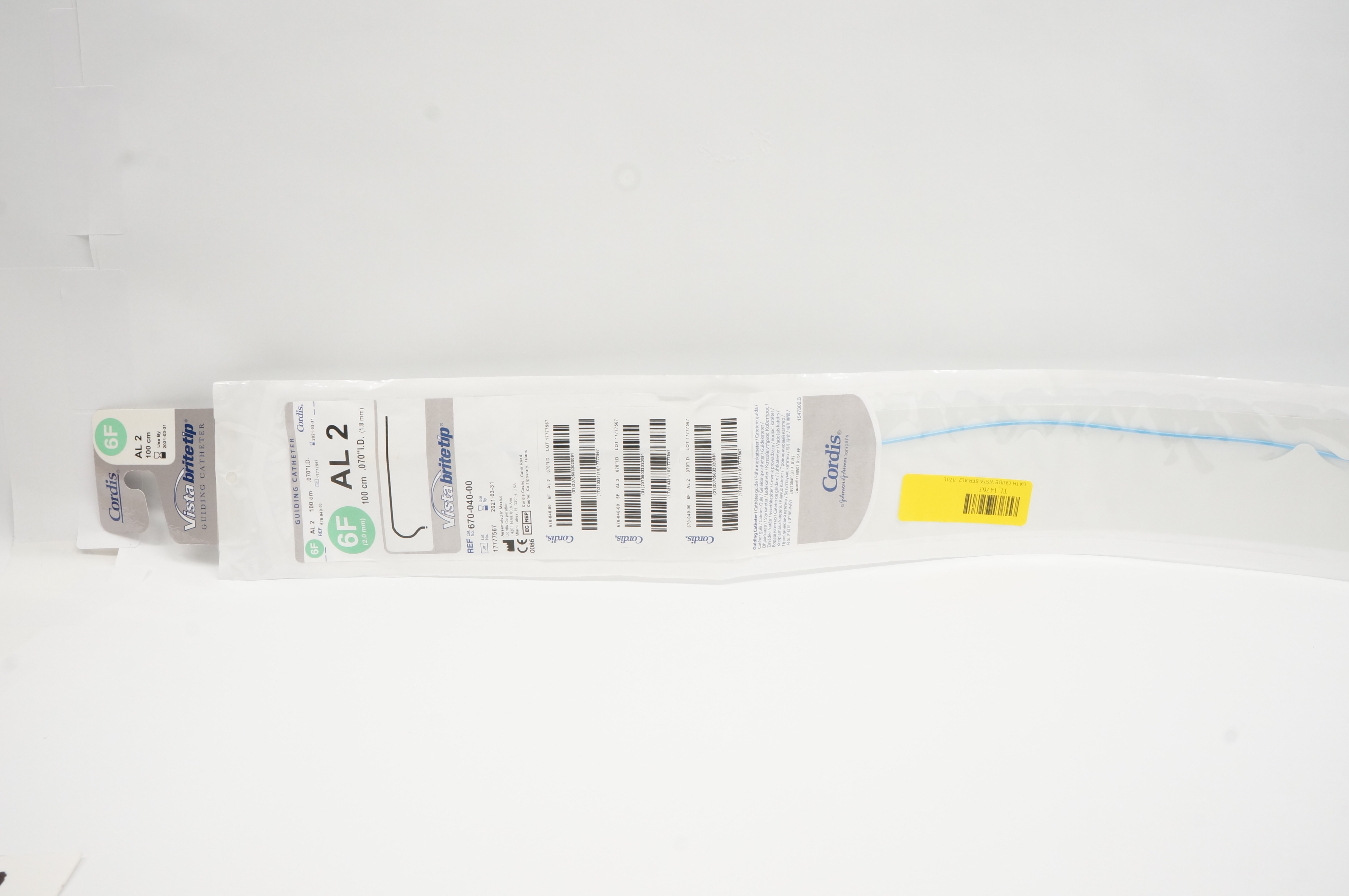 Cordis 670-040-00 Guiding Cath. AL 2, 6F x .070inch x 100cm (x)