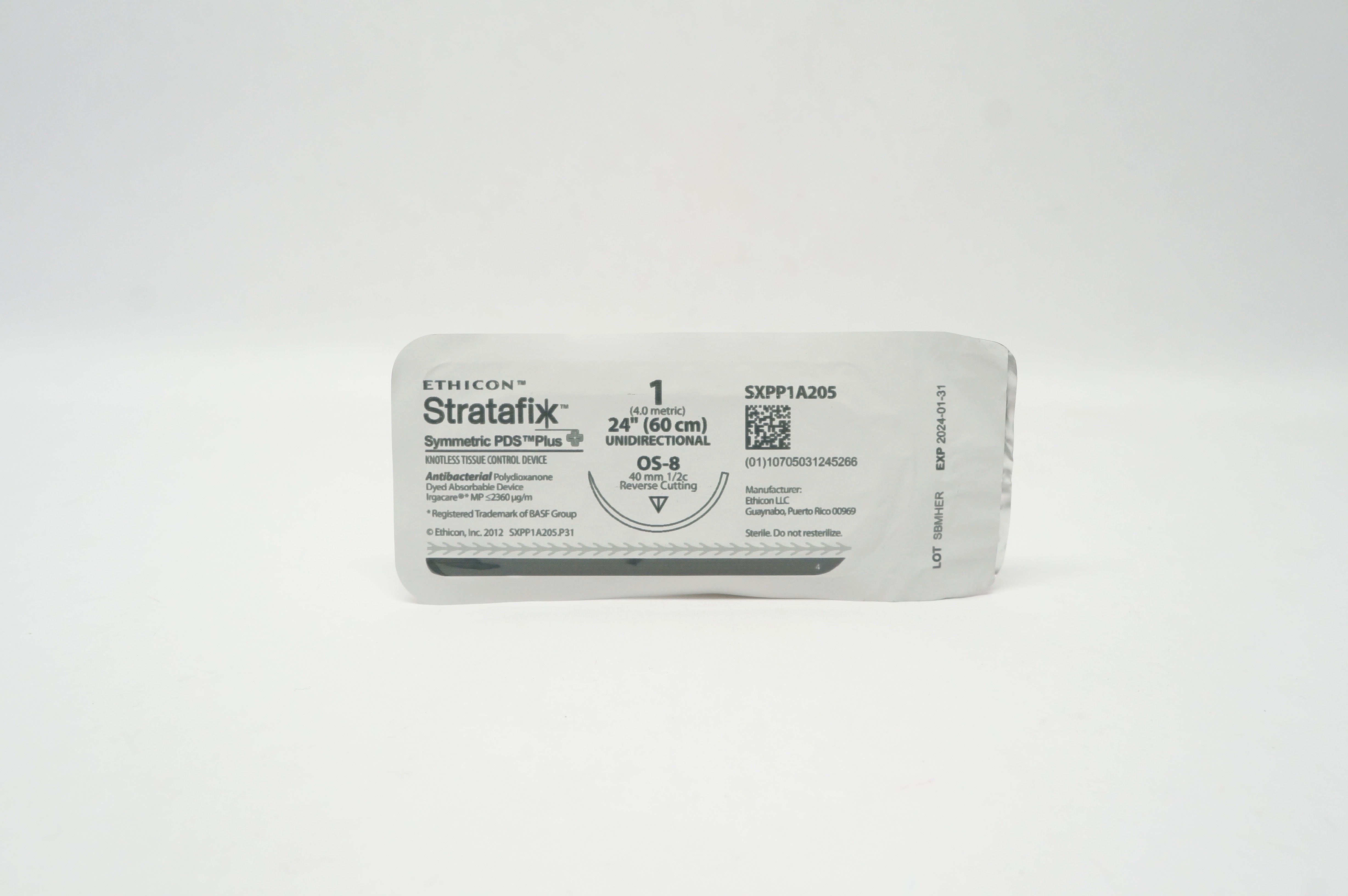 Ethicon SXPP1A205 1 Stratafix OS-8 40mm 1/2c Reverse Cutting, 24inch