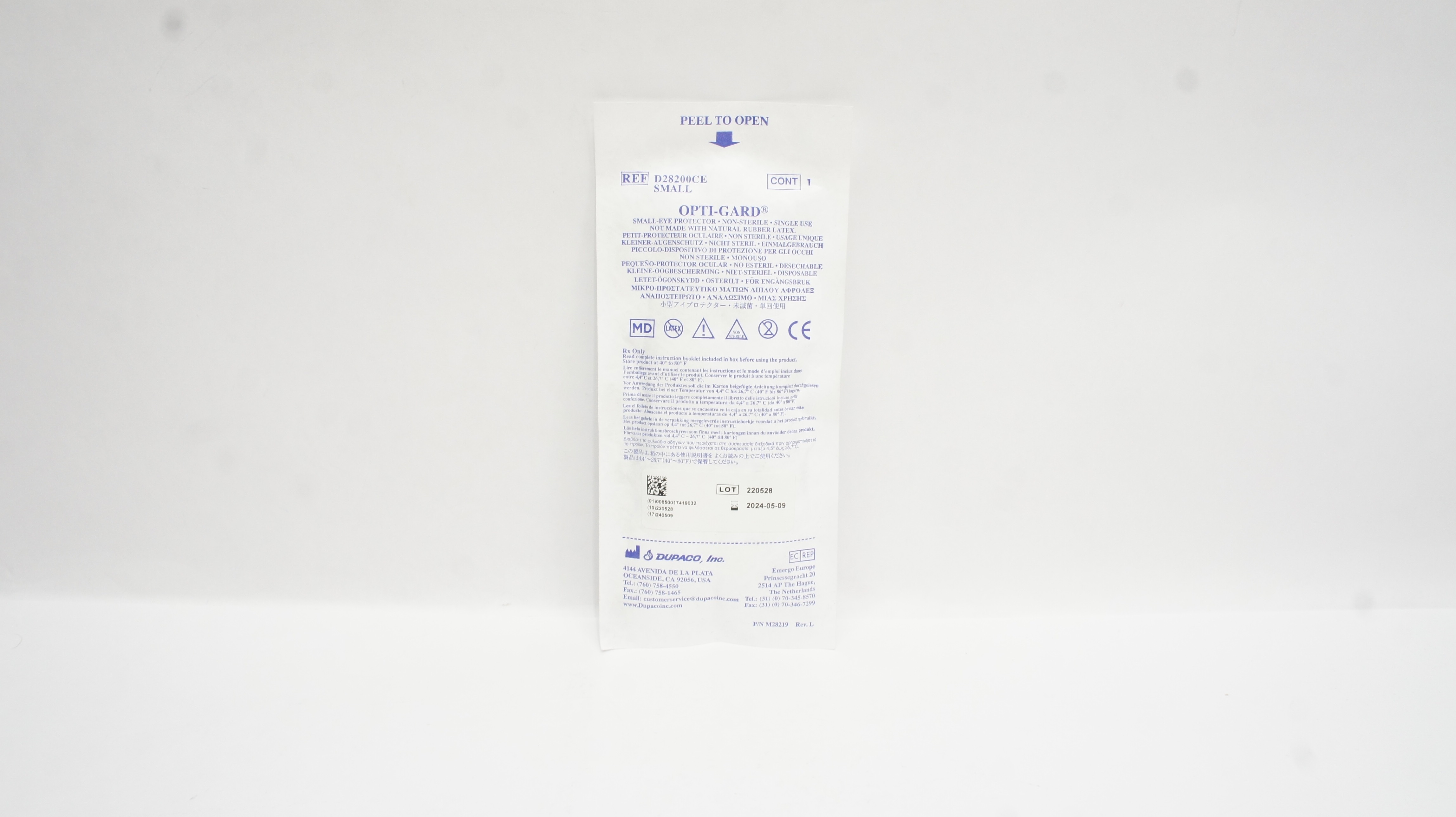 Dupaco D28200CE Opti-Gard Eye Protector Small