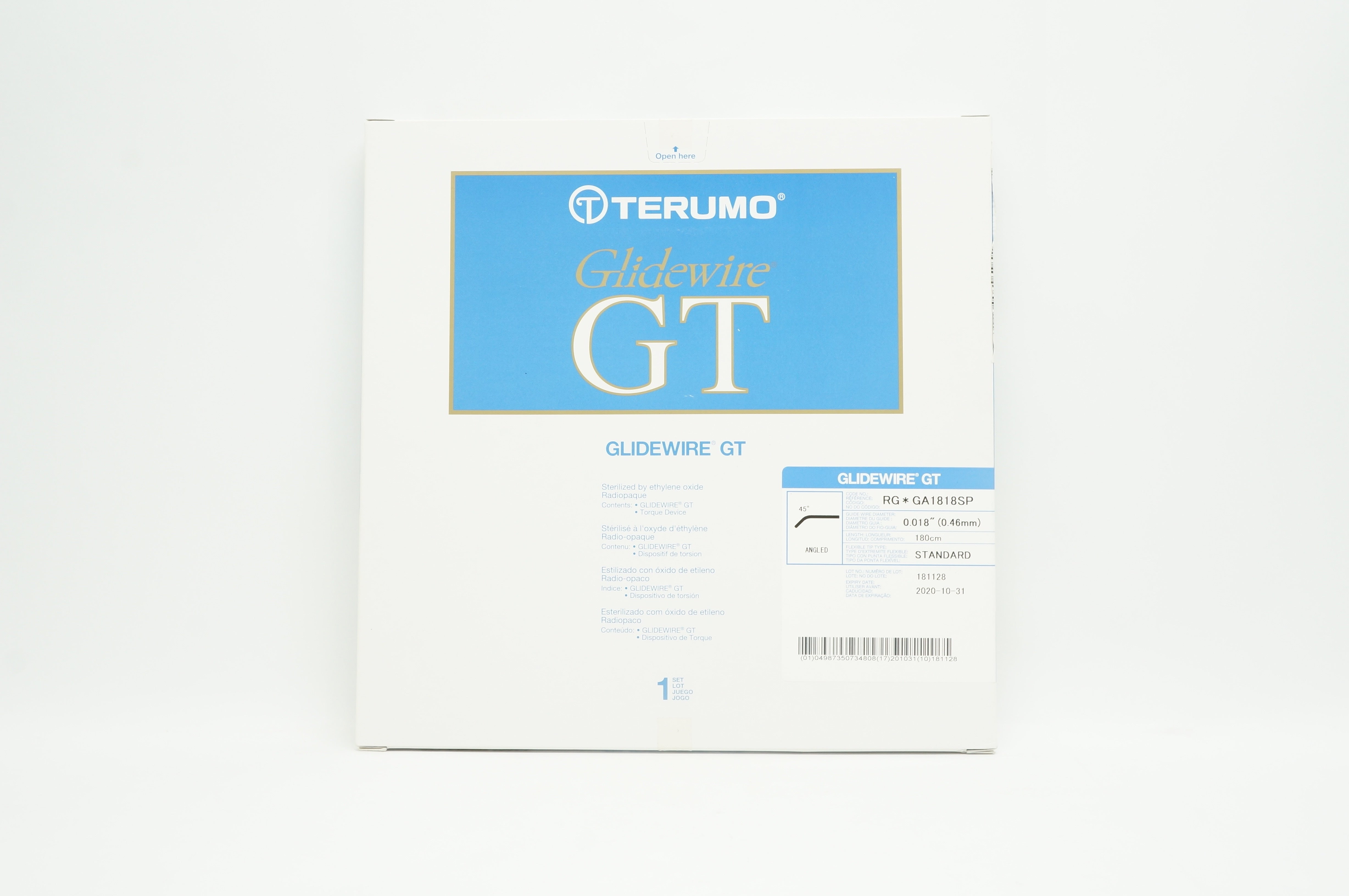Terumo GA1818SP Glidewire Standard Tip Angled 45degree 0.018in. x 180cm