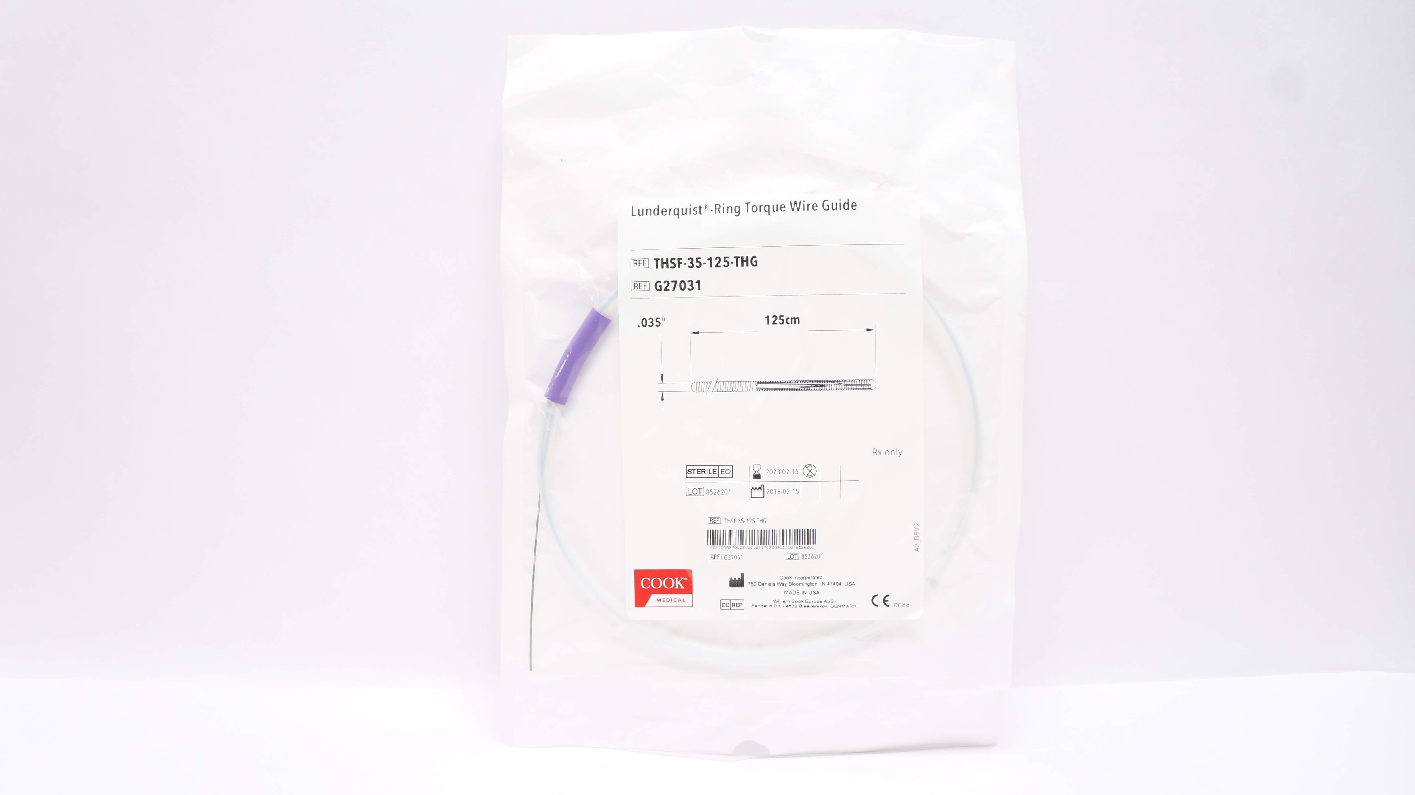 Cook Medical G27031 Lunderquist Ring Torque Wire Guide .035inch x 125cm (x)