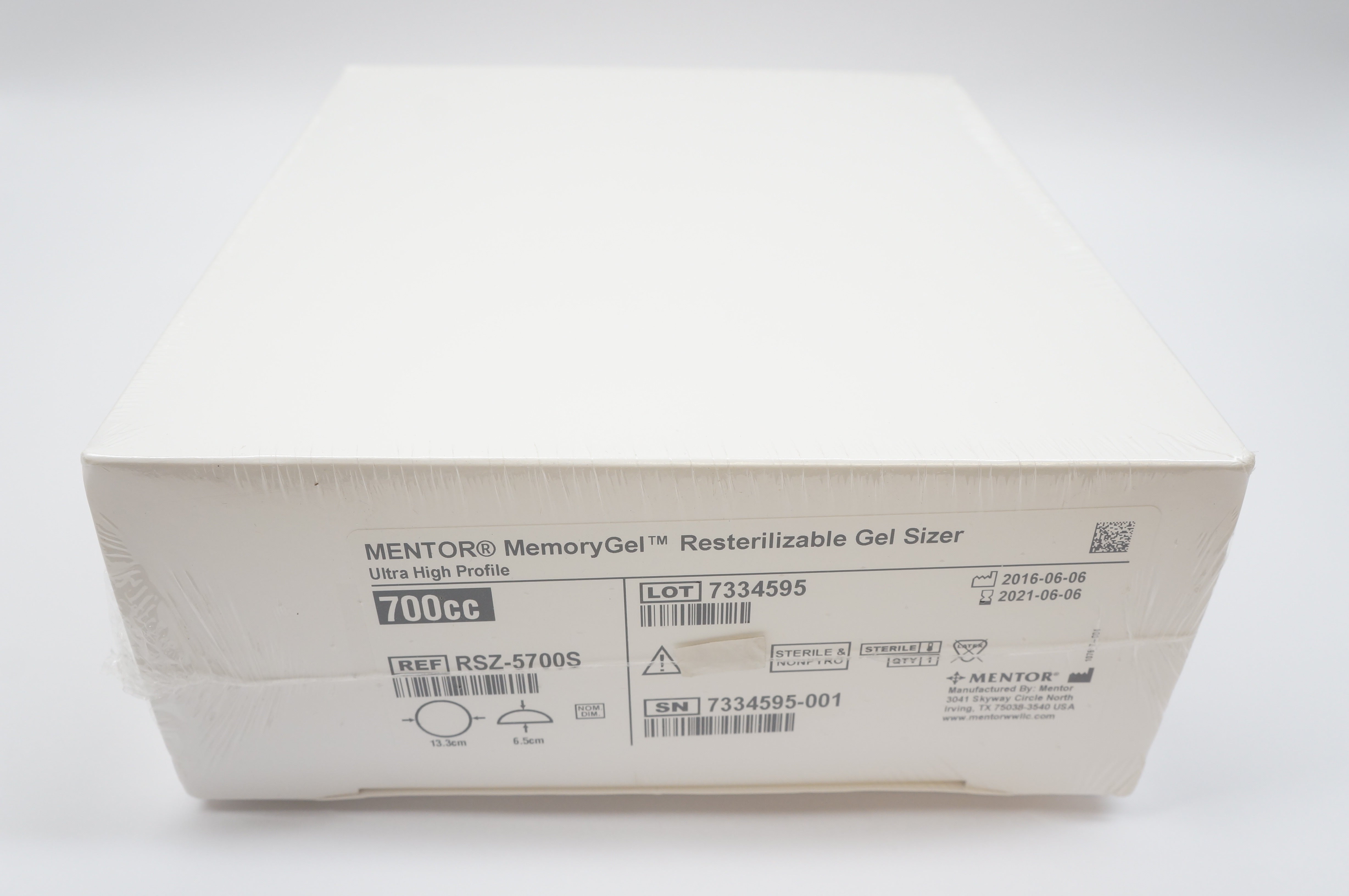 MENTOR RSZ5700S MemoryGel Resterilizable Gel Sizer 700cc, 6.5cm x 13.3cm