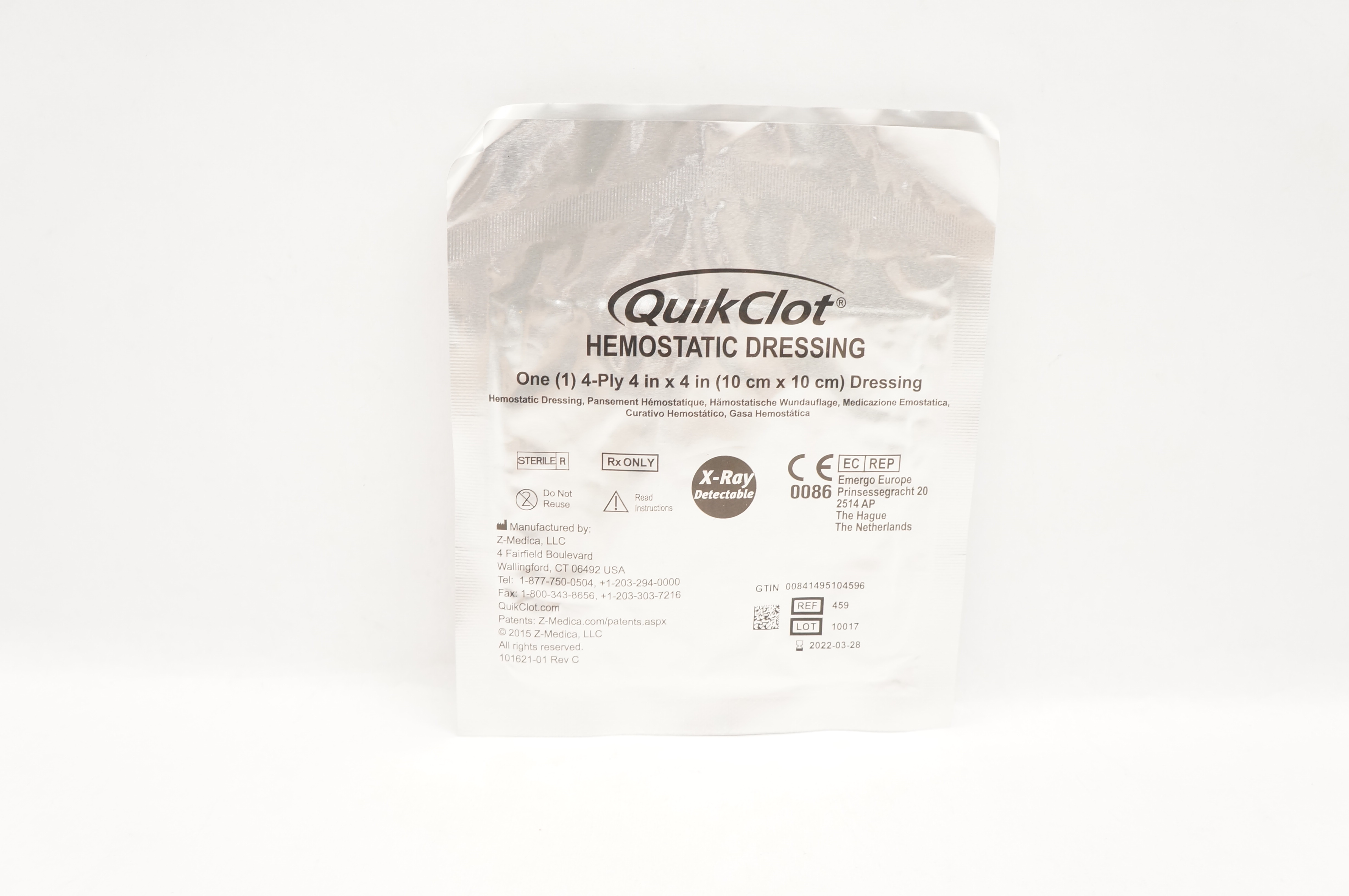 Z-Medica 459 QuikClot Hemostatic Dressing 4-Ply 4 x 4inch (x)
